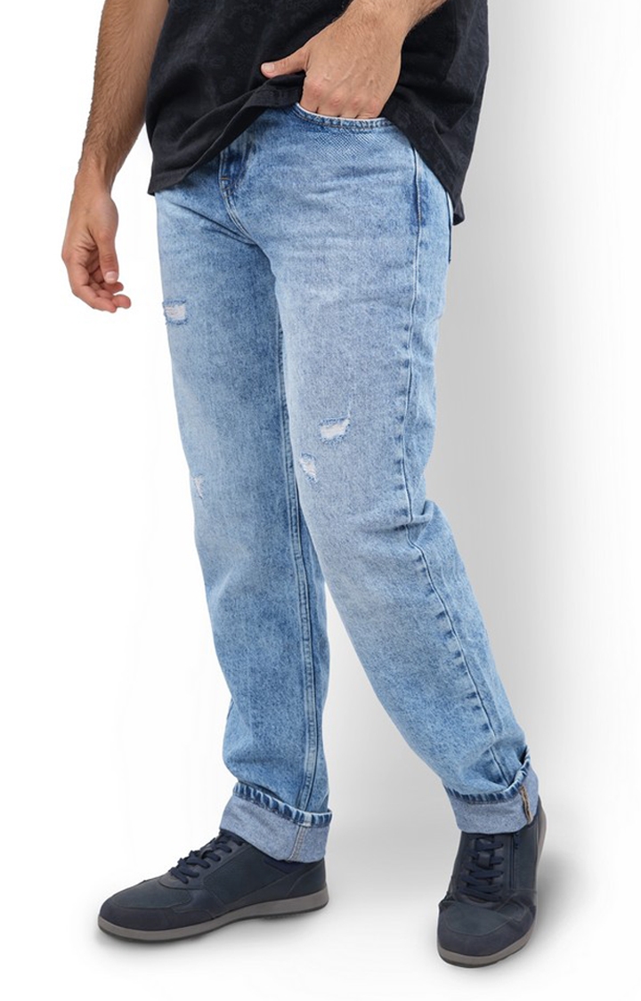 celio | Celio Men Blue Solid Regular Fit Cotton Rest All Options Jeans