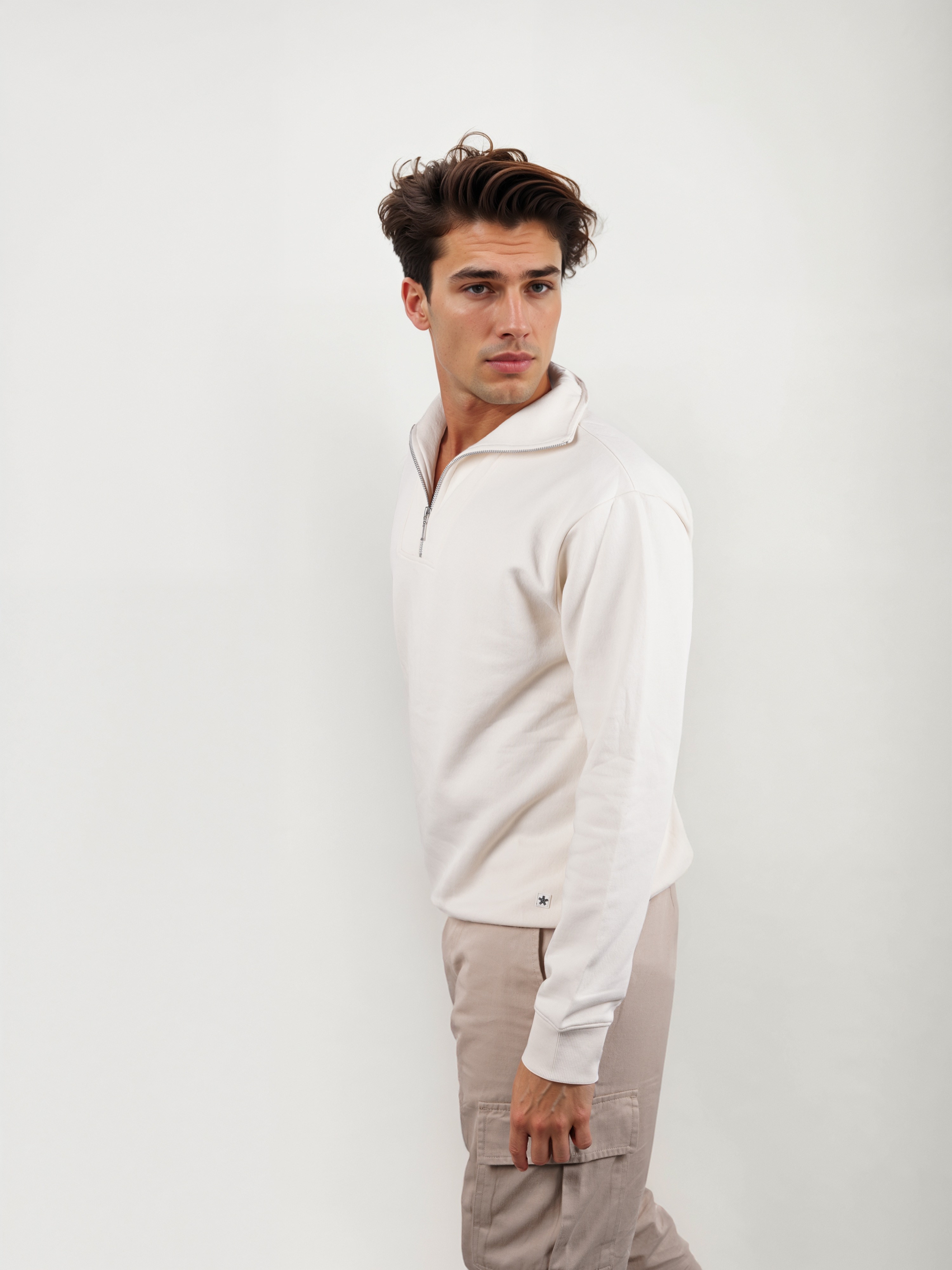 Celio Men White Solid Regular Fit Cotton olid Sweatshirts