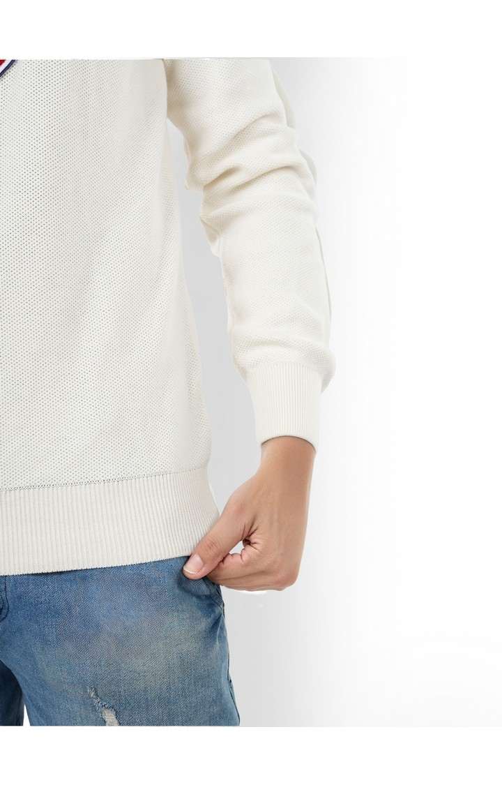 Celio Men Beige Printed Regular Fit Cotton Sweater