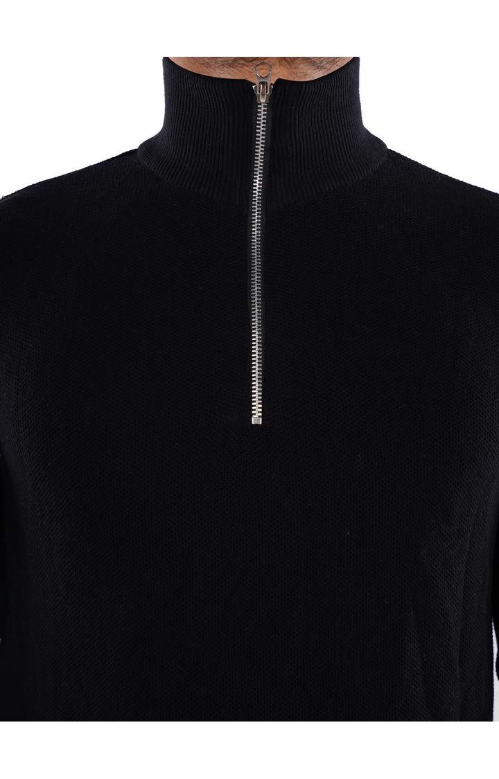 Celio Men Black Solid Regular Cotton Sweaters