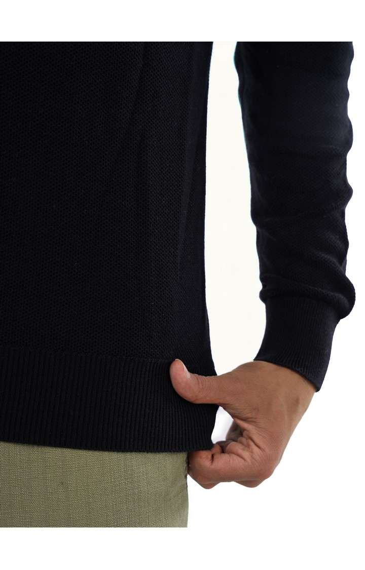 Celio Men Black Solid Regular Cotton Sweaters
