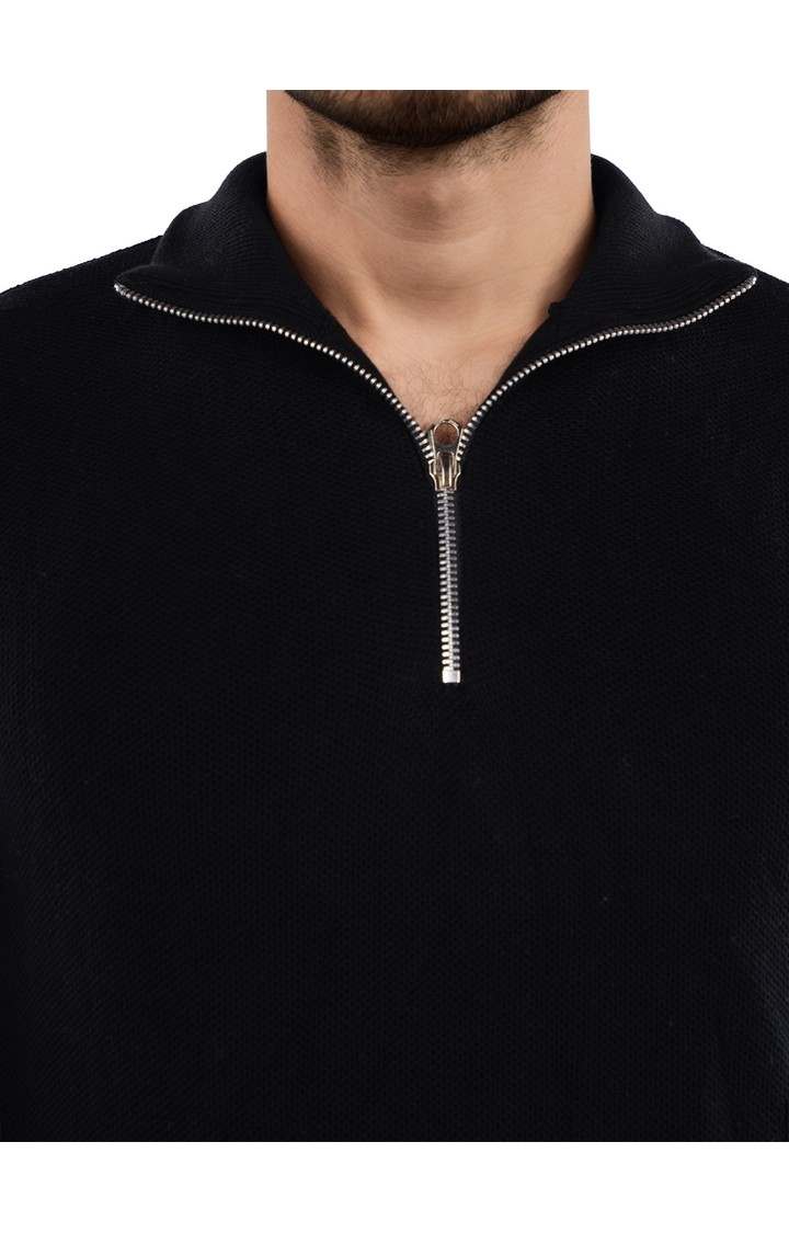 Celio Men Black Solid Regular Cotton Sweaters