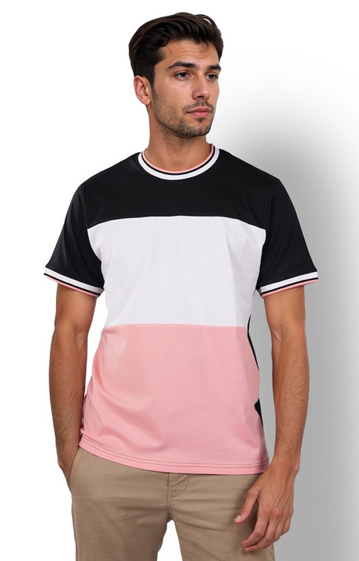 celio | Celio Men Black Colourblocked Regular Fit Cotton Tshirts
