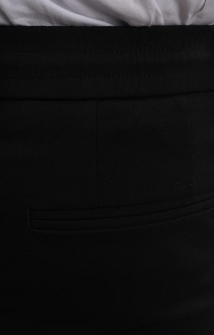 Celio Men Black Solid Regular Fit Polyester Formal Trousers