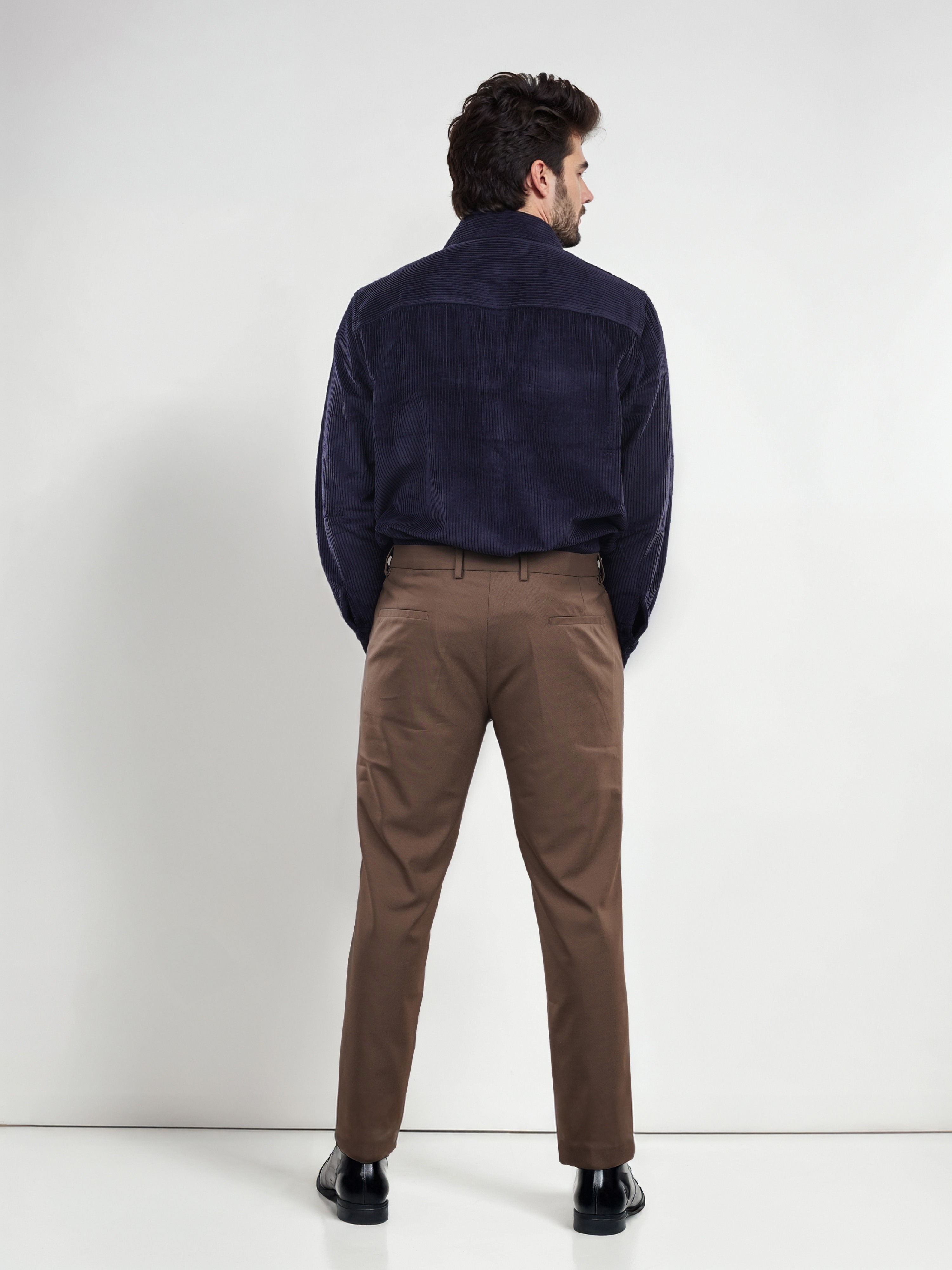 Celio Men Brown Solid Slim Fit Polyester Formal Trousers