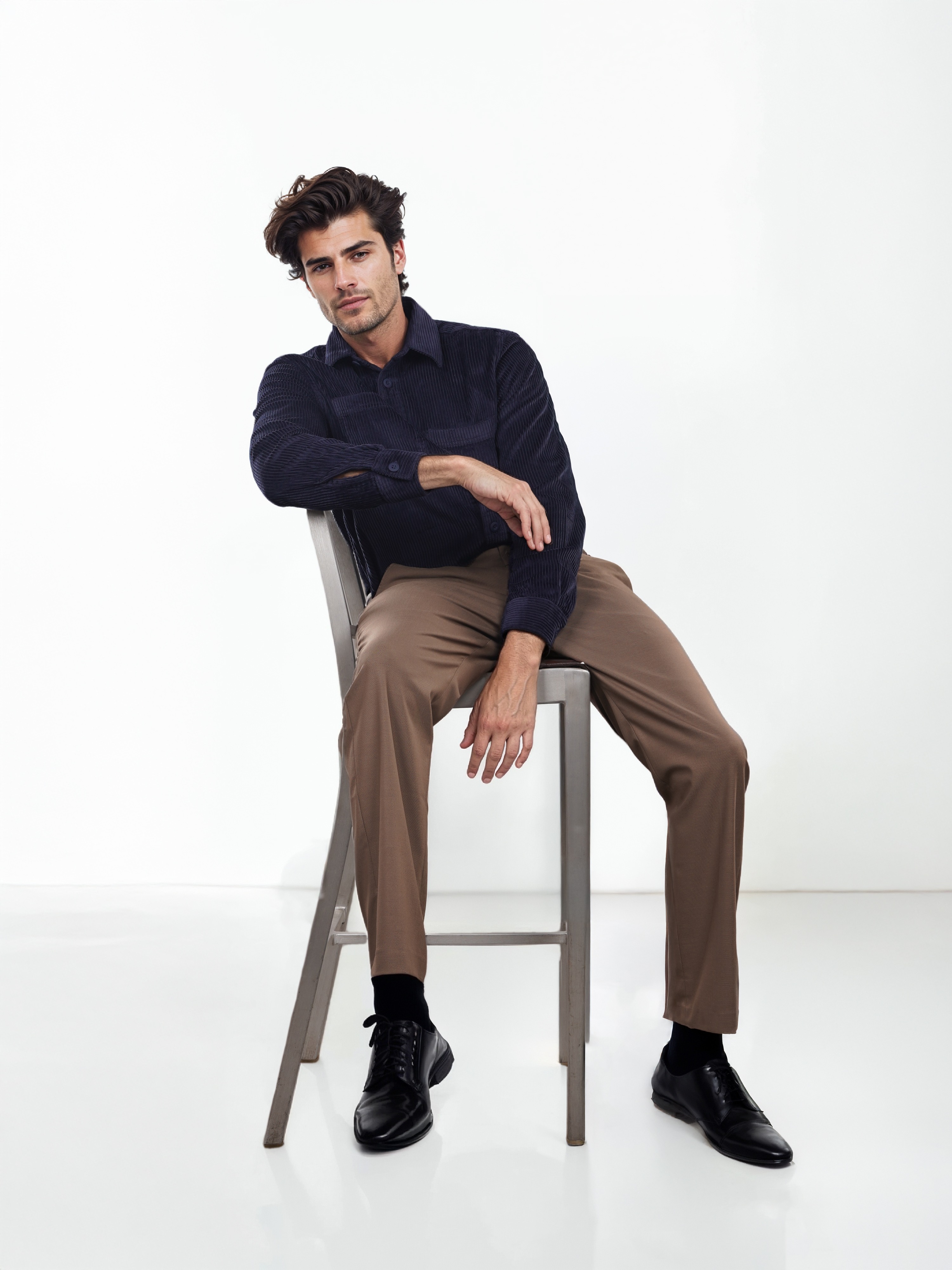 Celio Men Brown Solid Slim Fit Polyester Formal Trousers