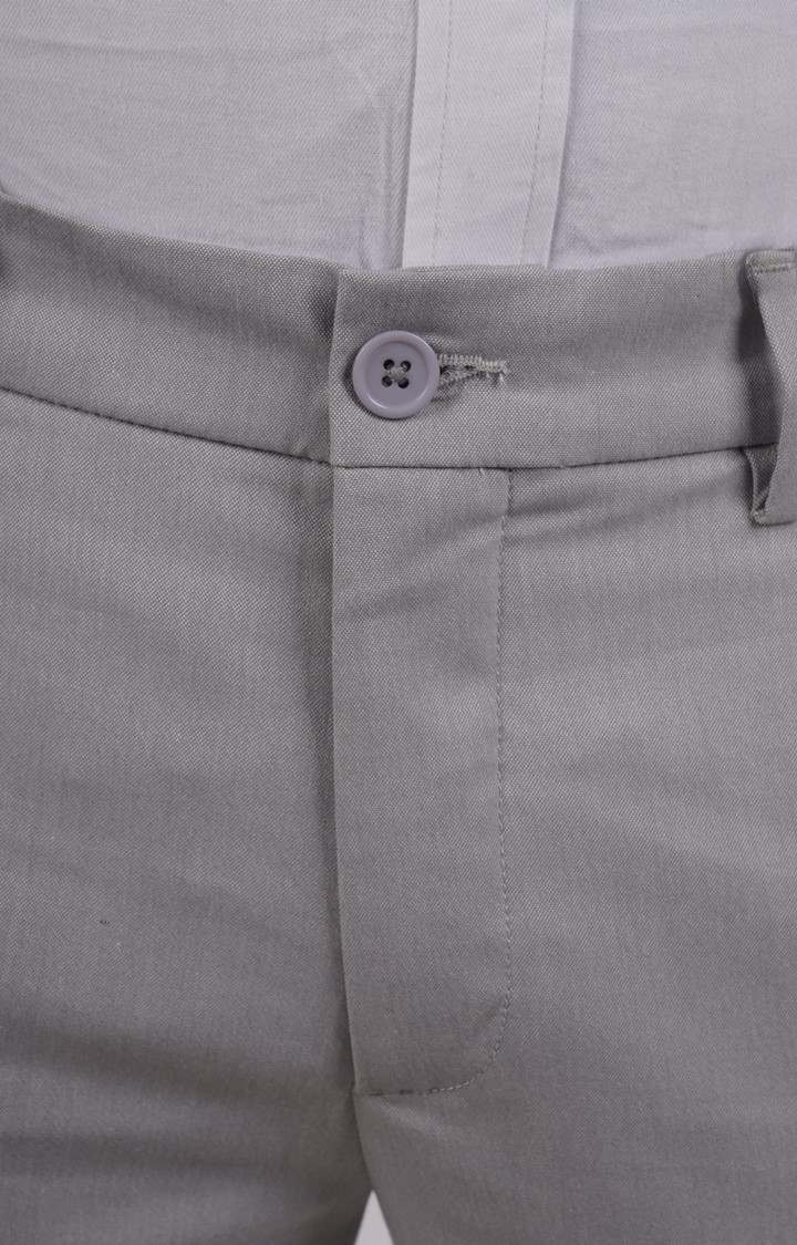 Celio Men Grey Solid Slim Fit Polyester Formal Trousers