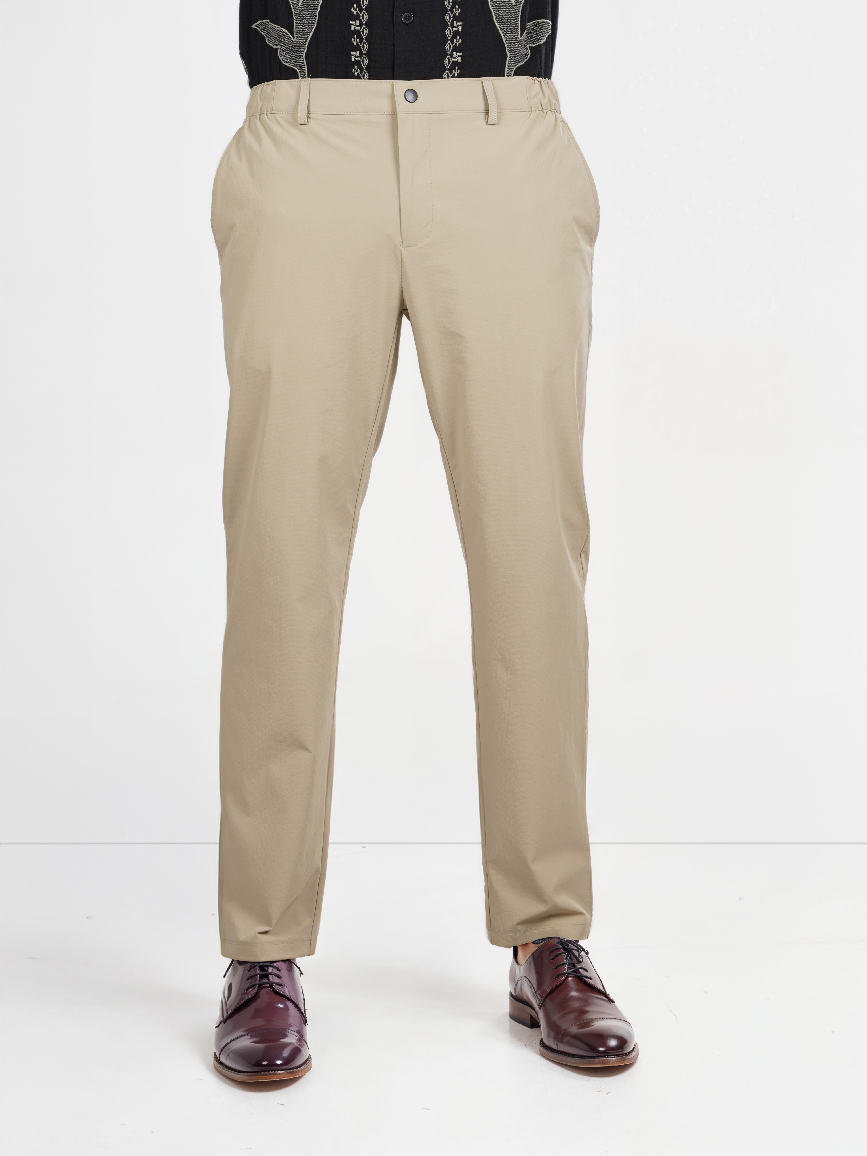 Celio Men Beige Solid Regular Fit Nylon Trouser