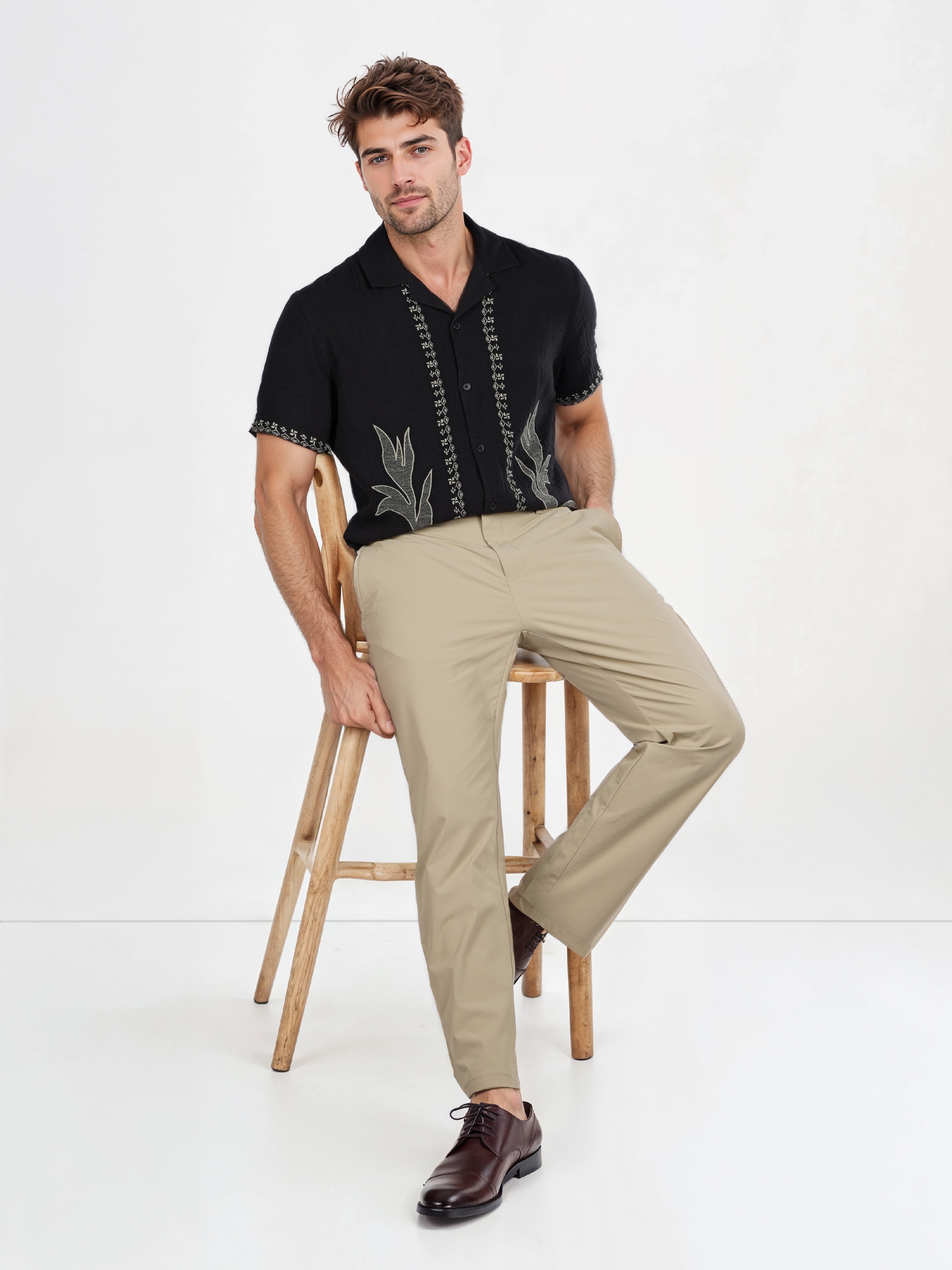 Celio Men Beige Solid Regular Fit Nylon Trouser