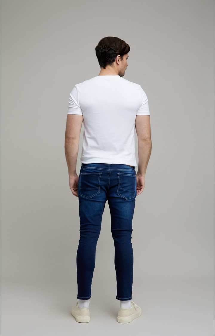 Men's Blue Polycotton Ripped Ripped Jeans