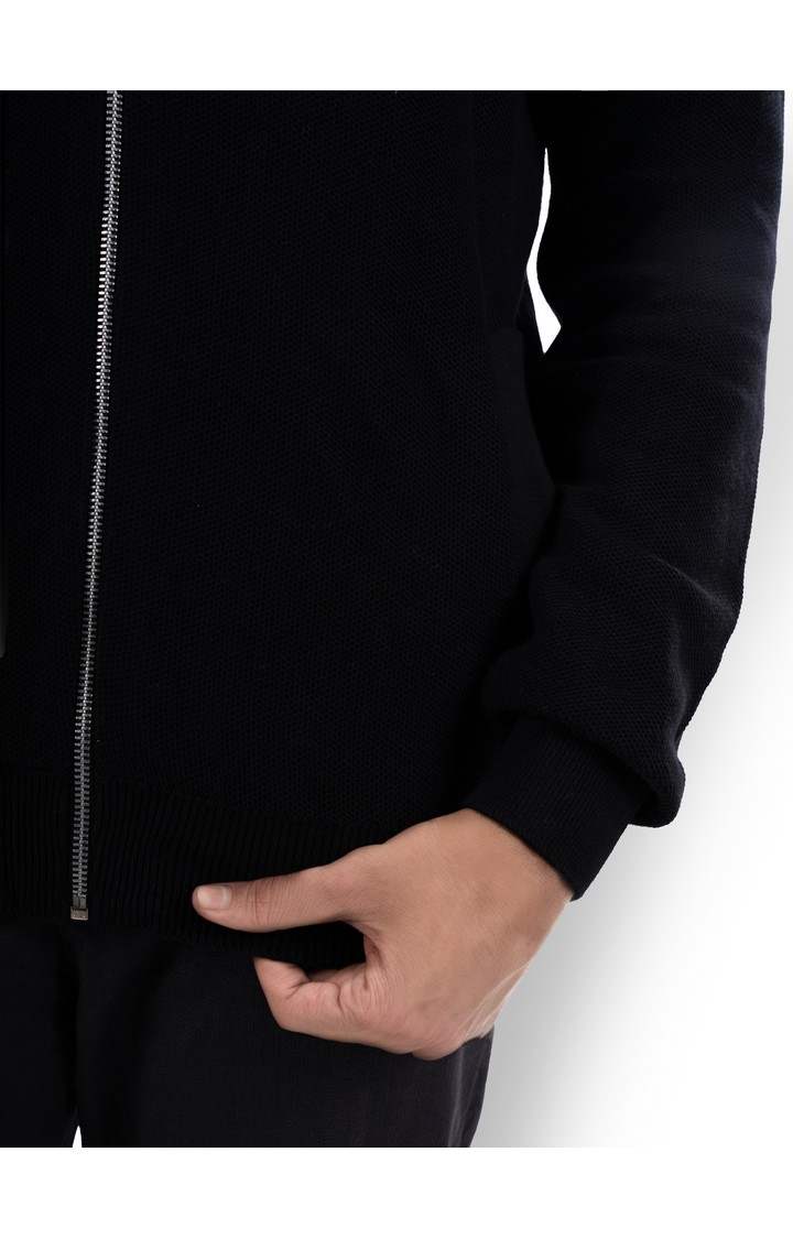 Celio Men Black Solid Regular Cotton Cardigan Sweaters