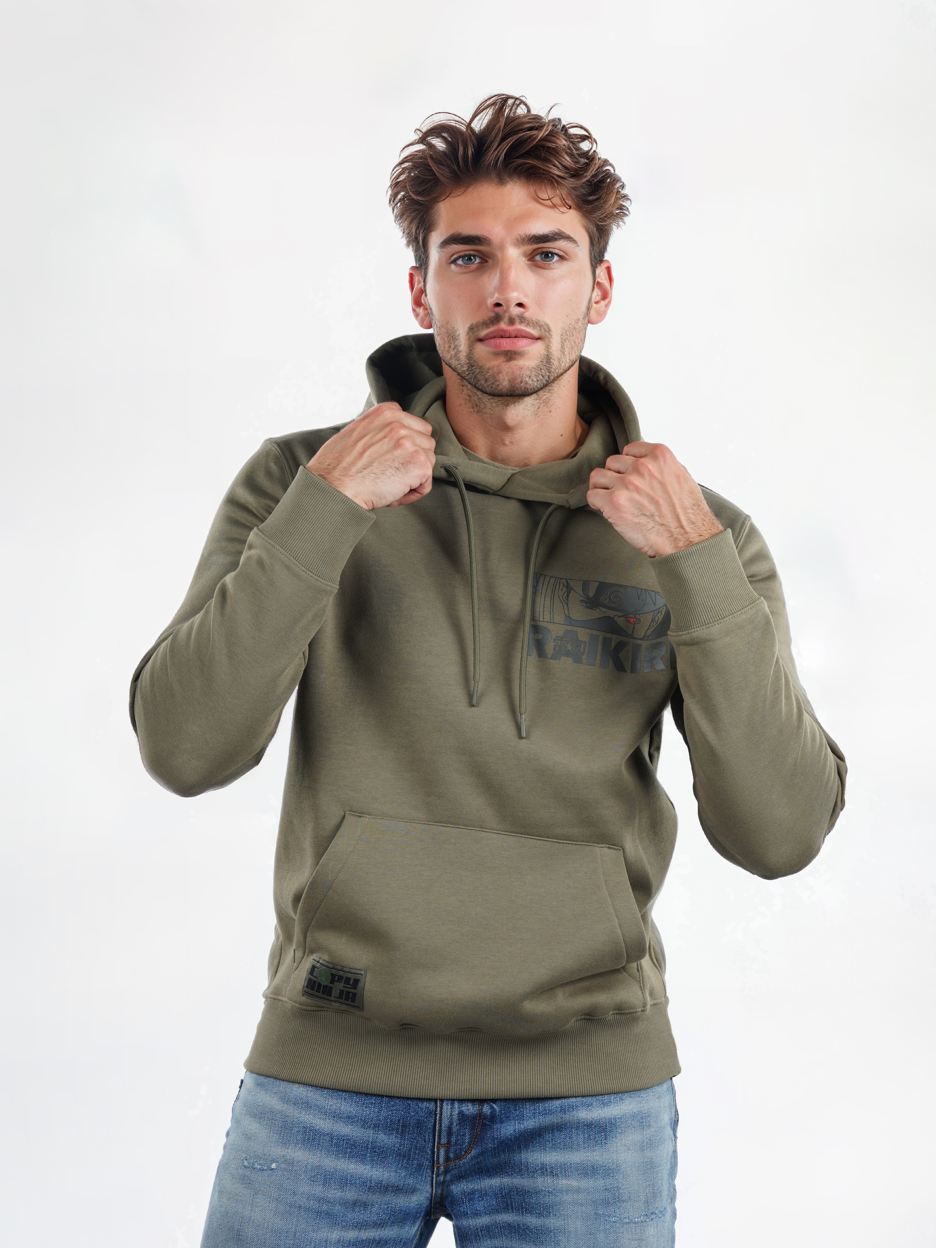 Celio Men Olive Printed Regular Fit Polyester Naruto Sweatshirt