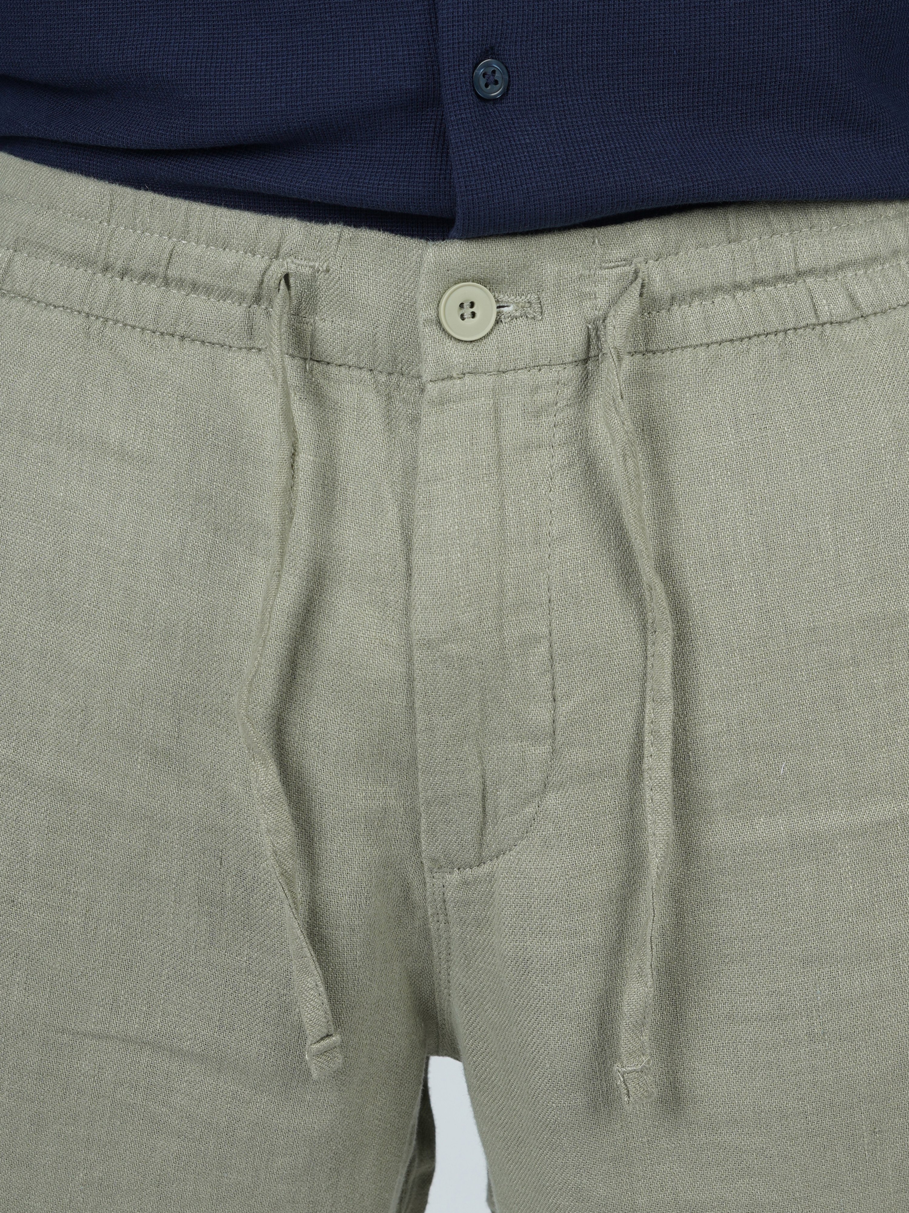 Celio Men Green Solid Straight Fit Linen Trousers