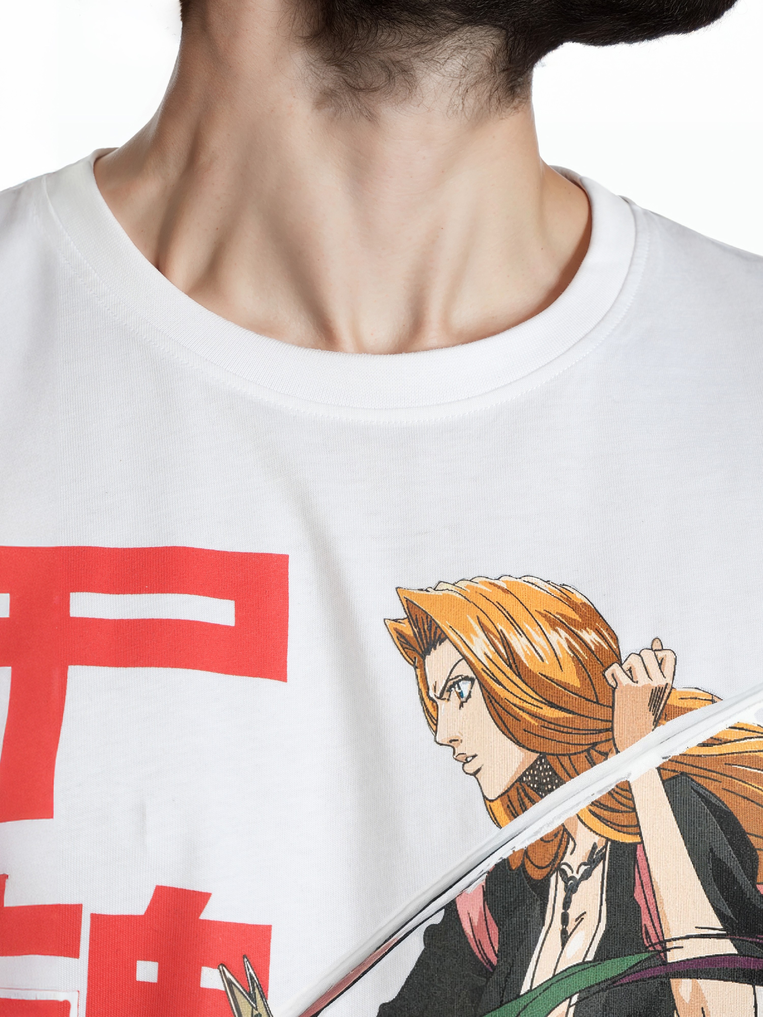 Celio Men White Printed Oversized Cotton Bleach Tshirt
