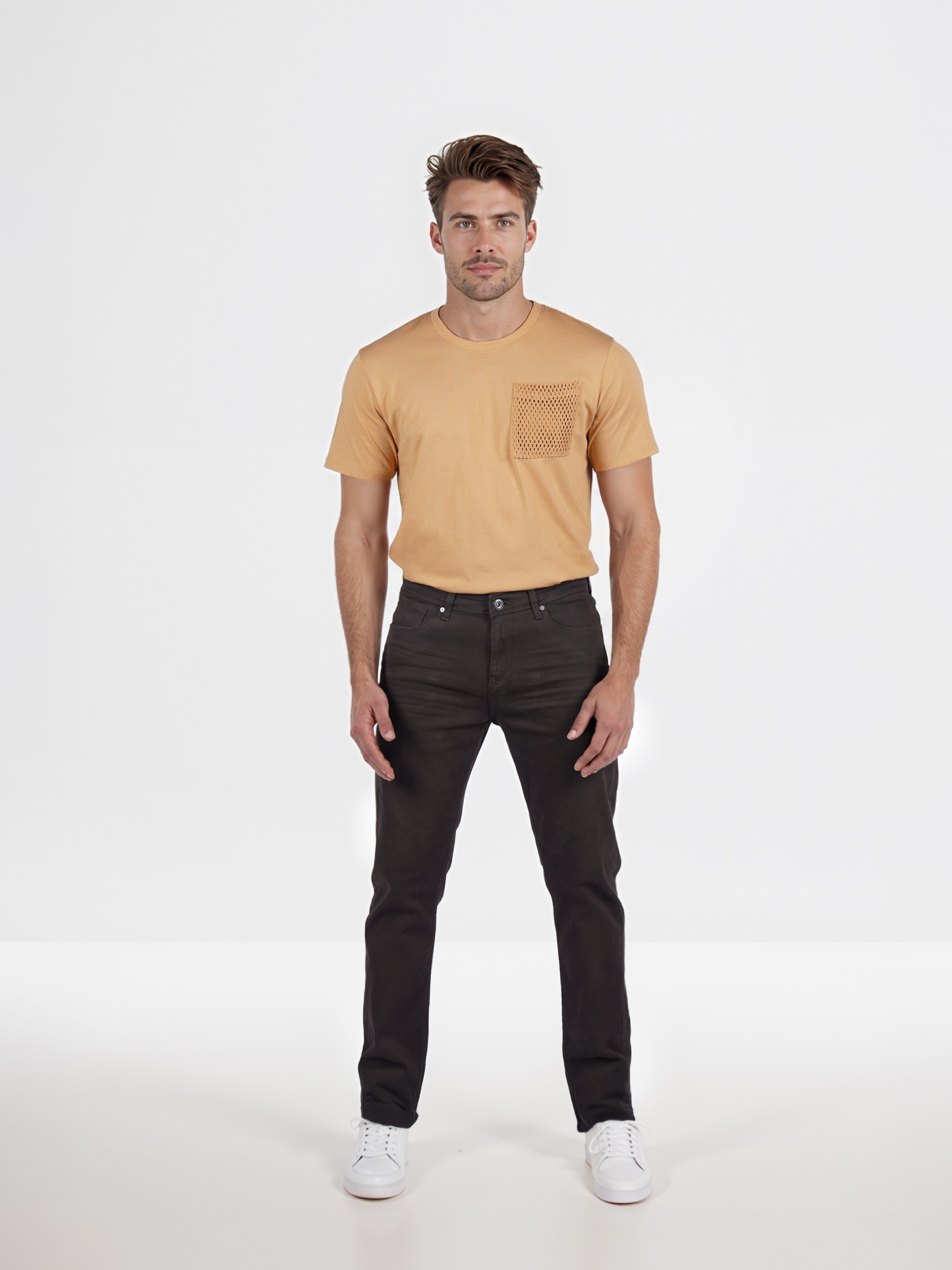 Celio Men Olive Solid Slim Fit Cotton Fashion Trouser