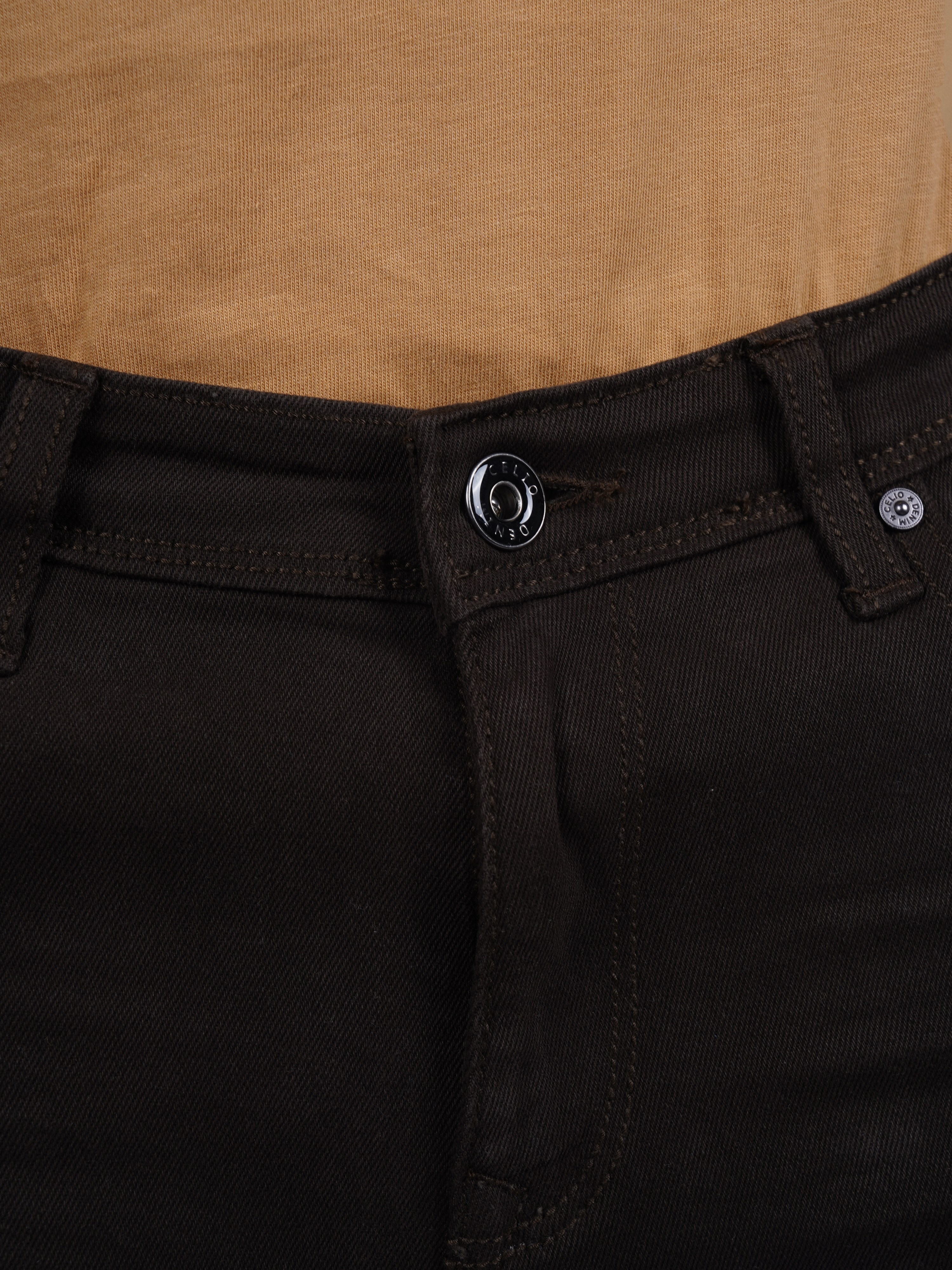 Celio Men Olive Solid Slim Fit Cotton Fashion Trouser