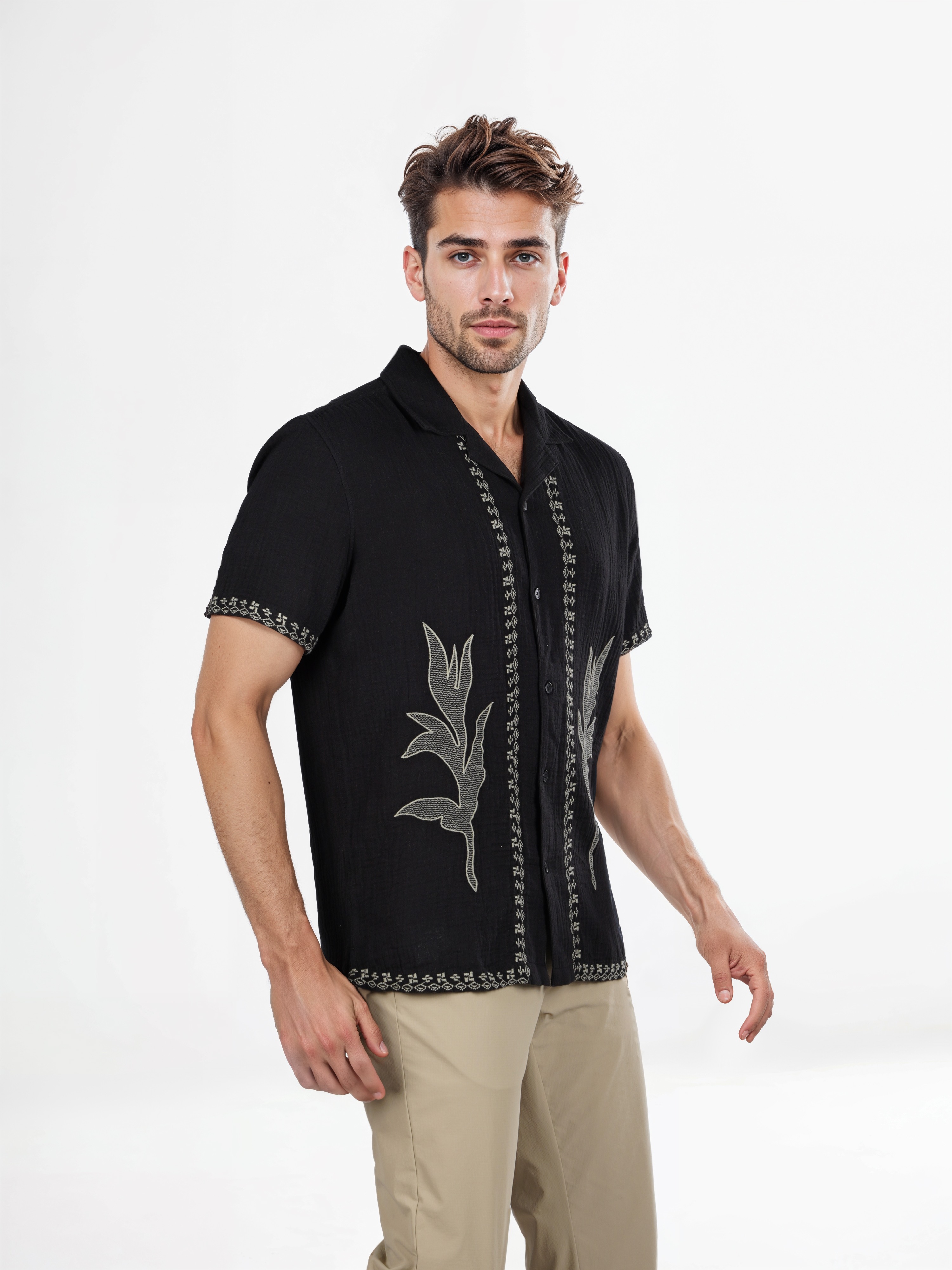 Celio Men Black Printed Regular Fit Cotton Shirt