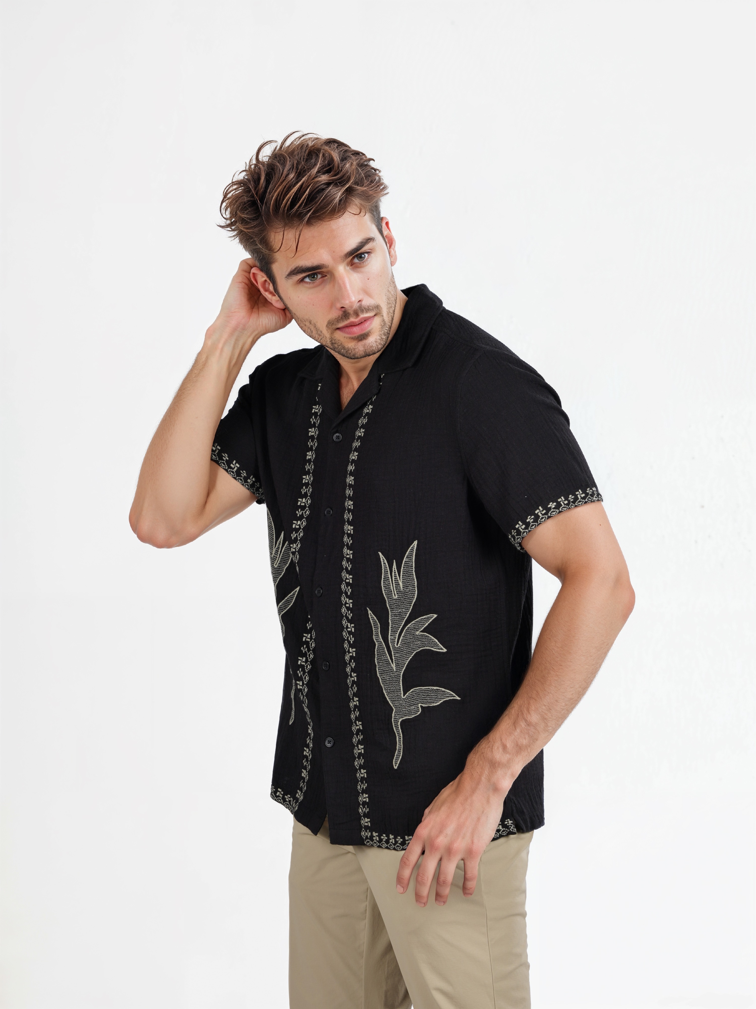 Celio Men Black Printed Regular Fit Cotton Shirt