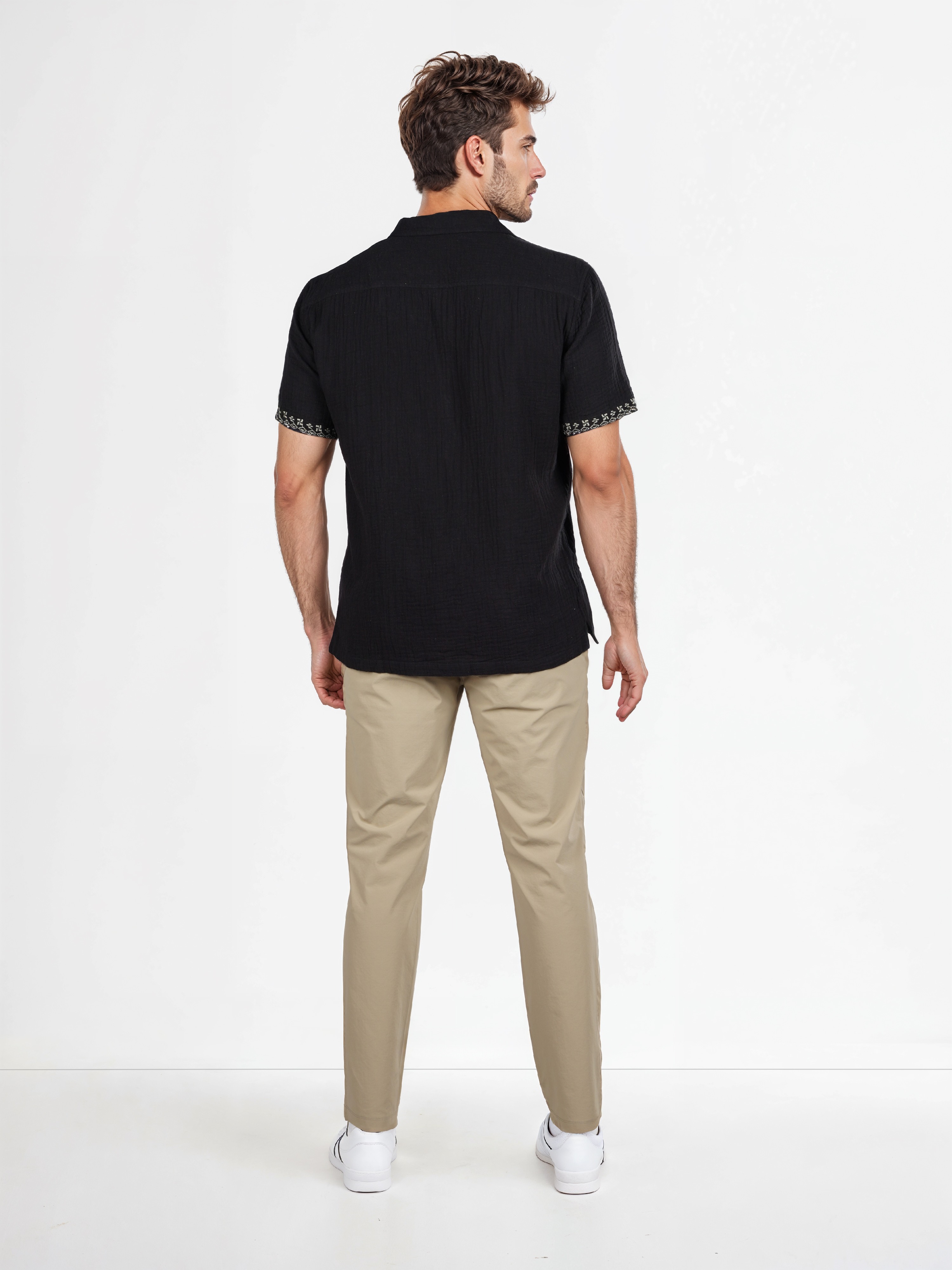 Celio Men Black Printed Regular Fit Cotton Shirt