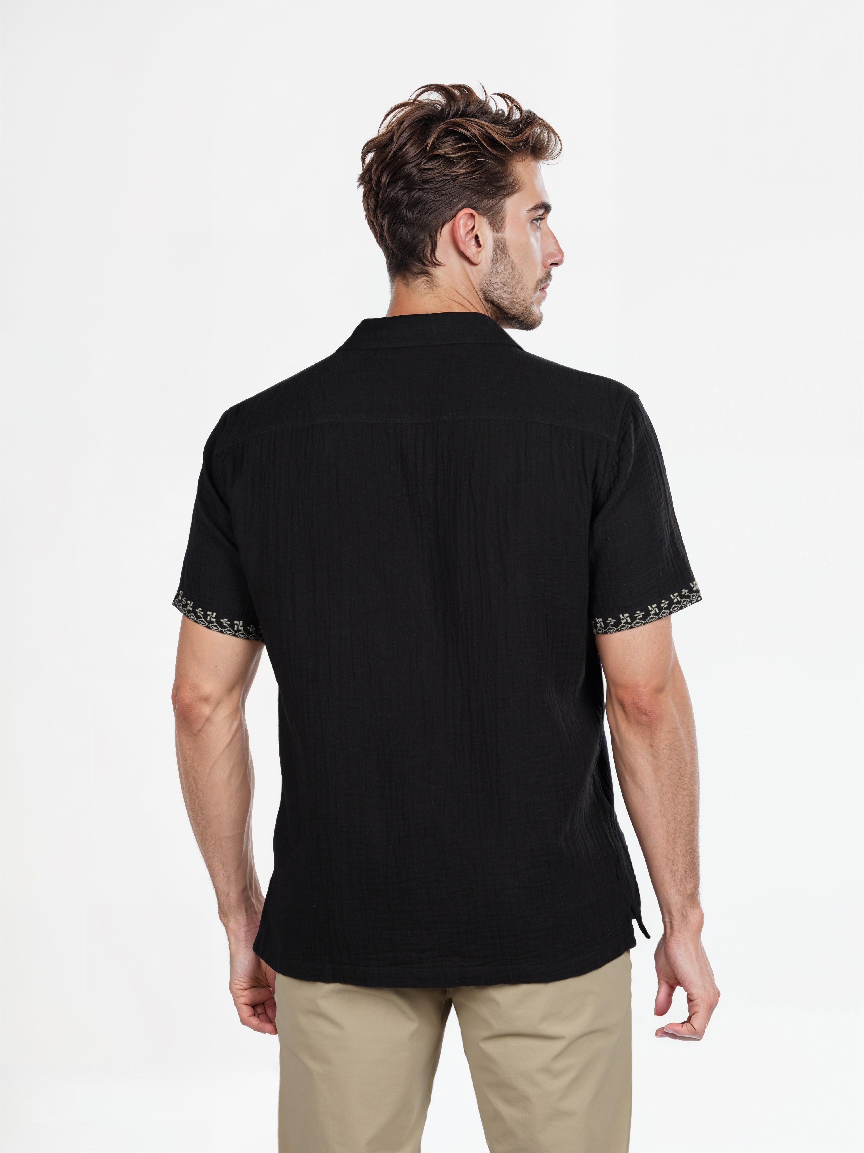 Celio Men Black Printed Regular Fit Cotton Shirt