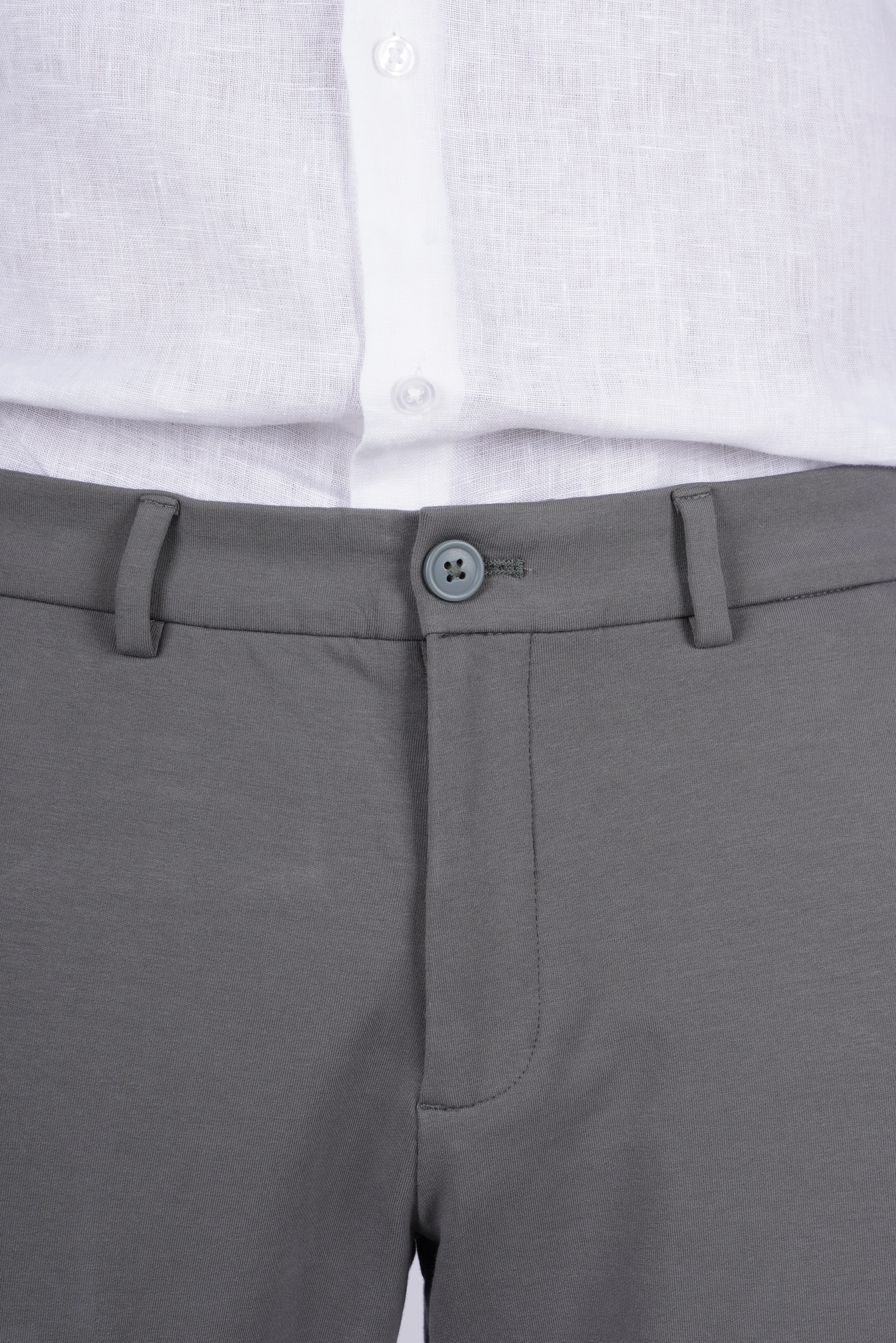 Celio Men Grey Solid Regular Fit Cotton Knit Formal Trouser