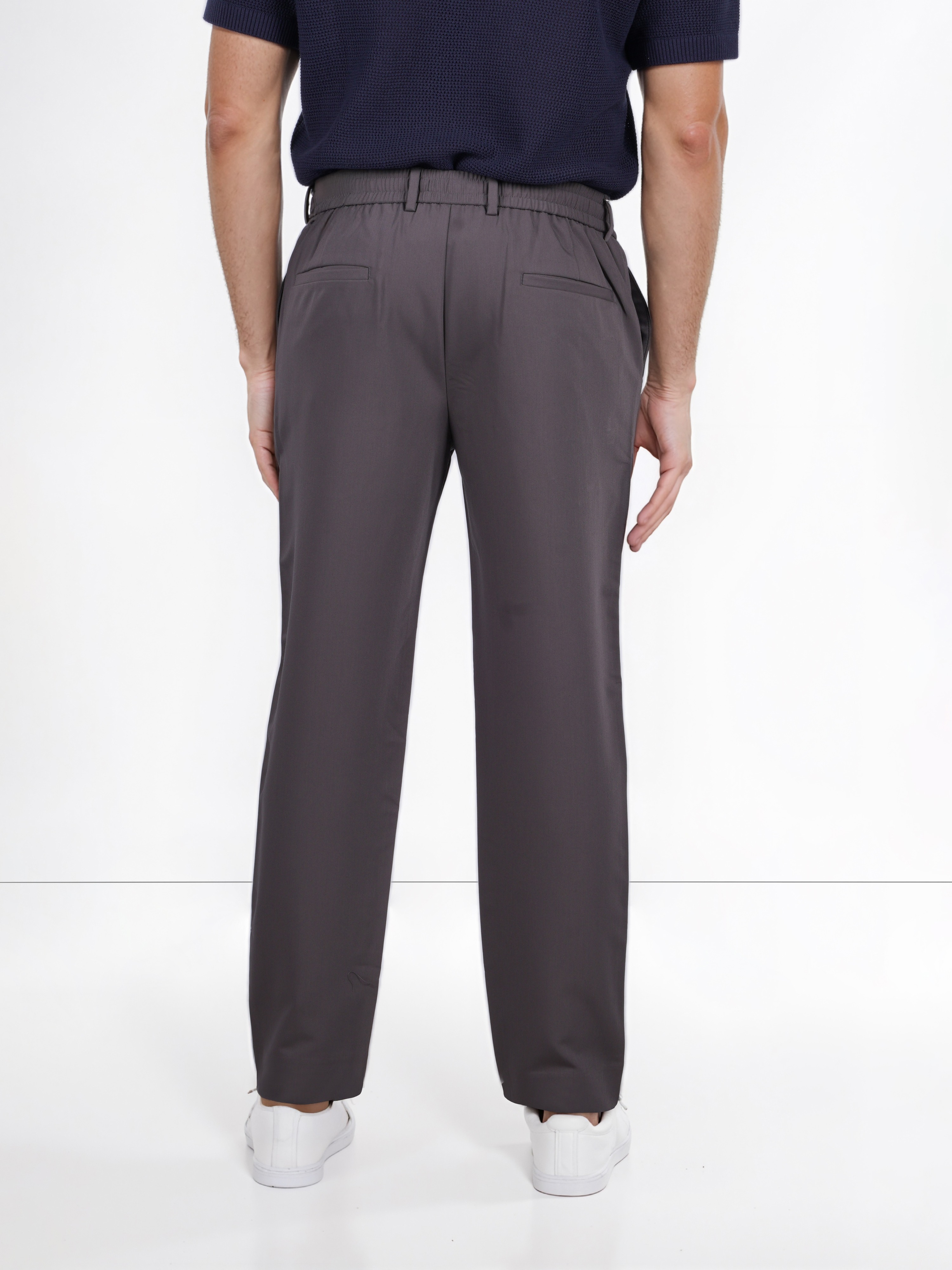 Celio Men Grey Solid Regular Fit Terylene Formal Trouser