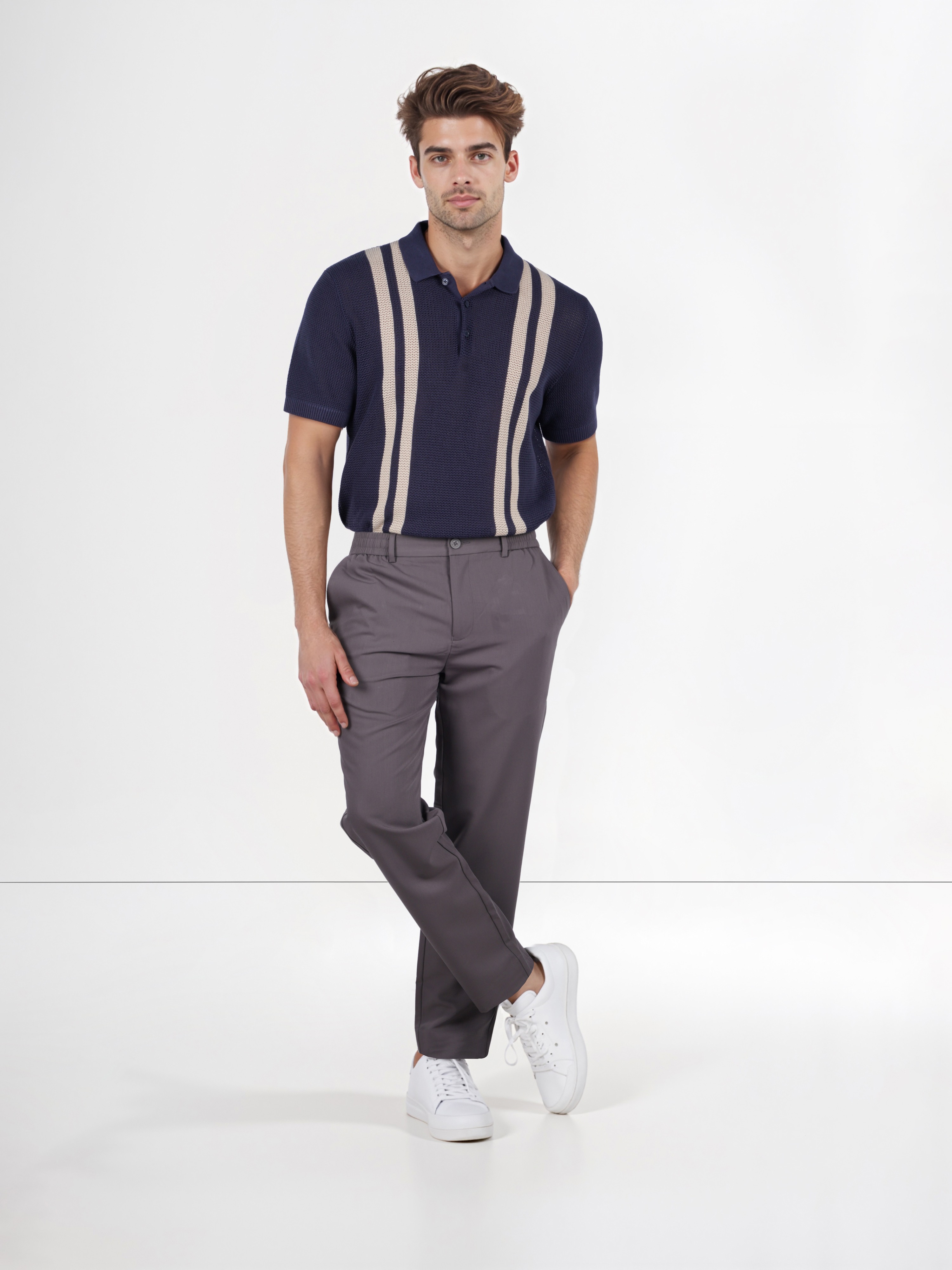 Celio Men Grey Solid Regular Fit Terylene Formal Trouser