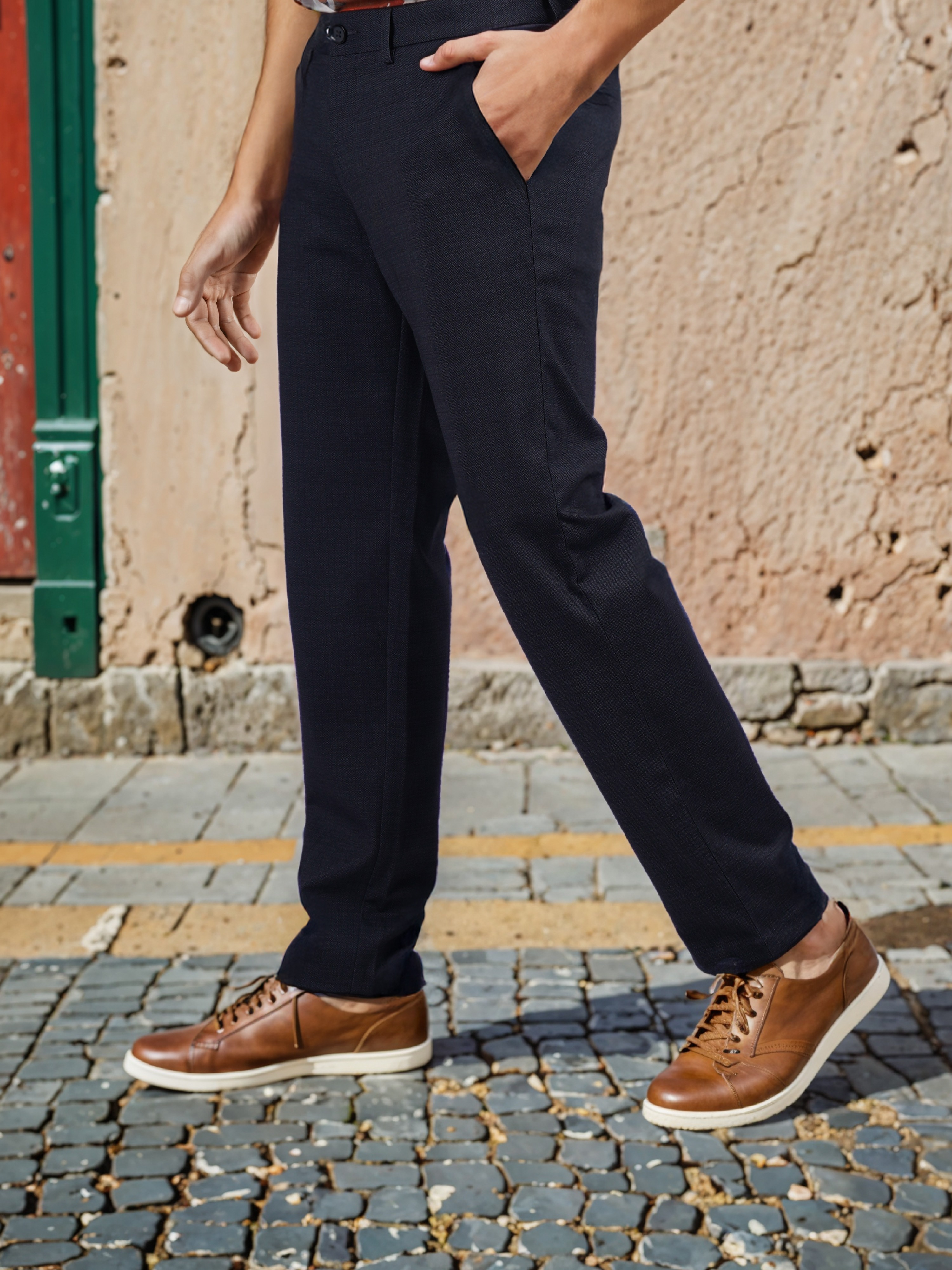 Celio Men Black Solid Slim Fit Polyester Fashion Trouser