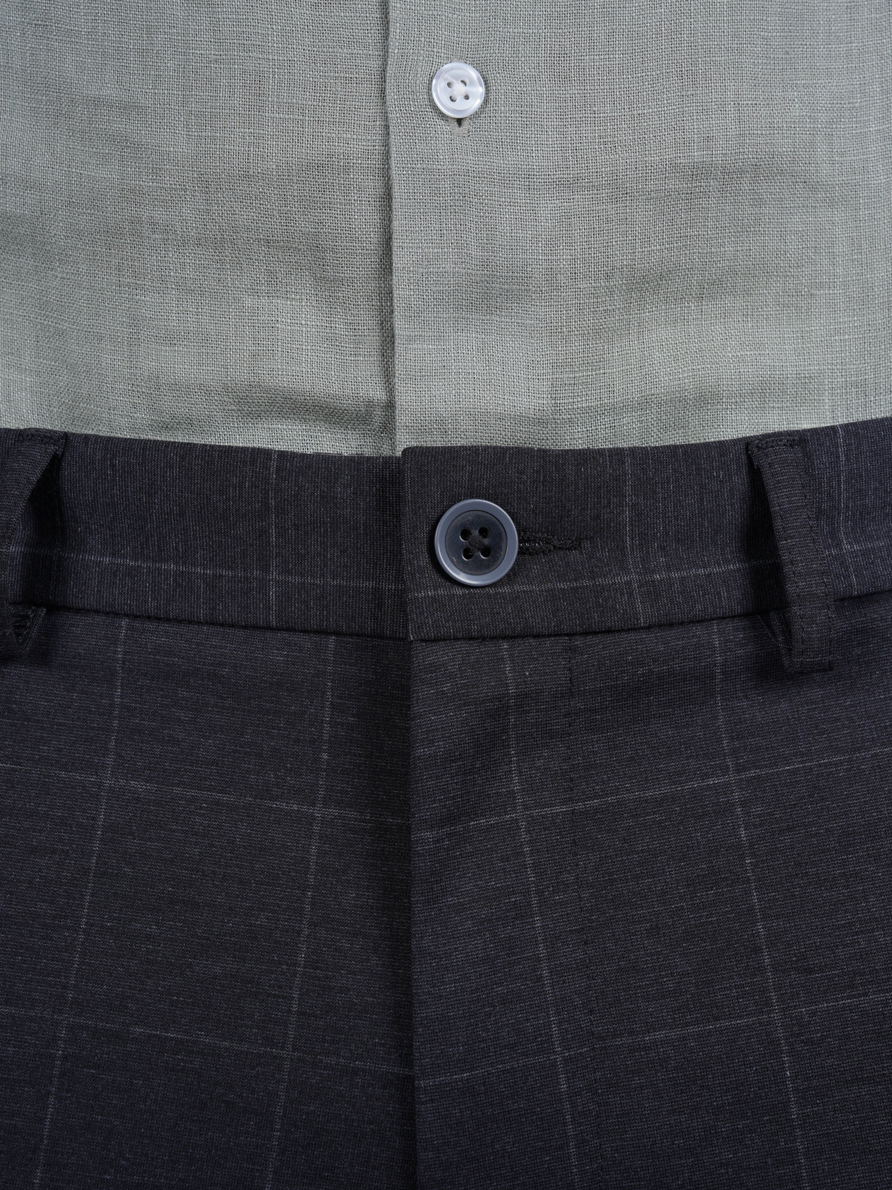 Celio Men Grey Checked Slim Fit Polyester Fashion Trouser