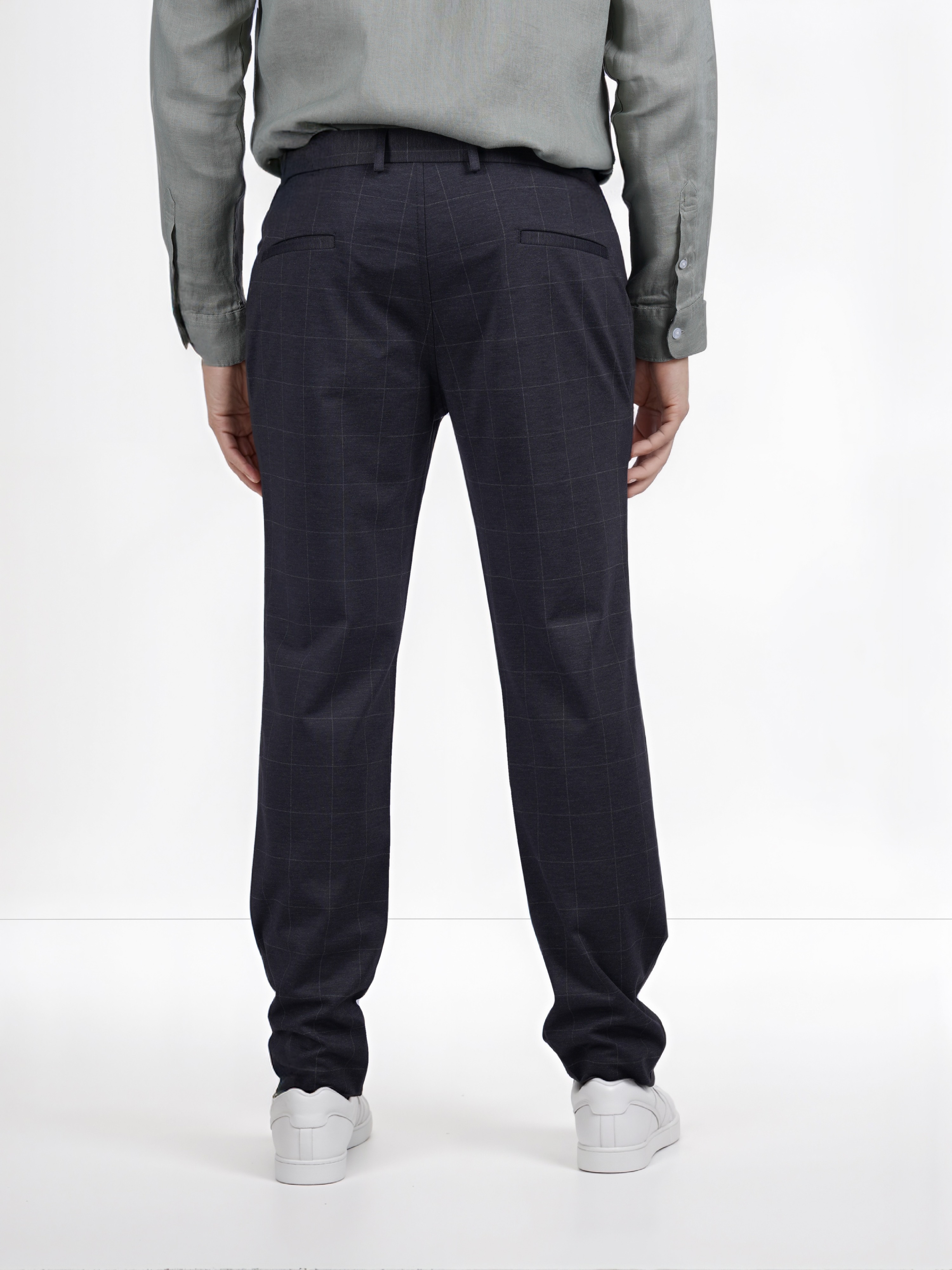 Celio Men Grey Checked Slim Fit Polyester Fashion Trouser