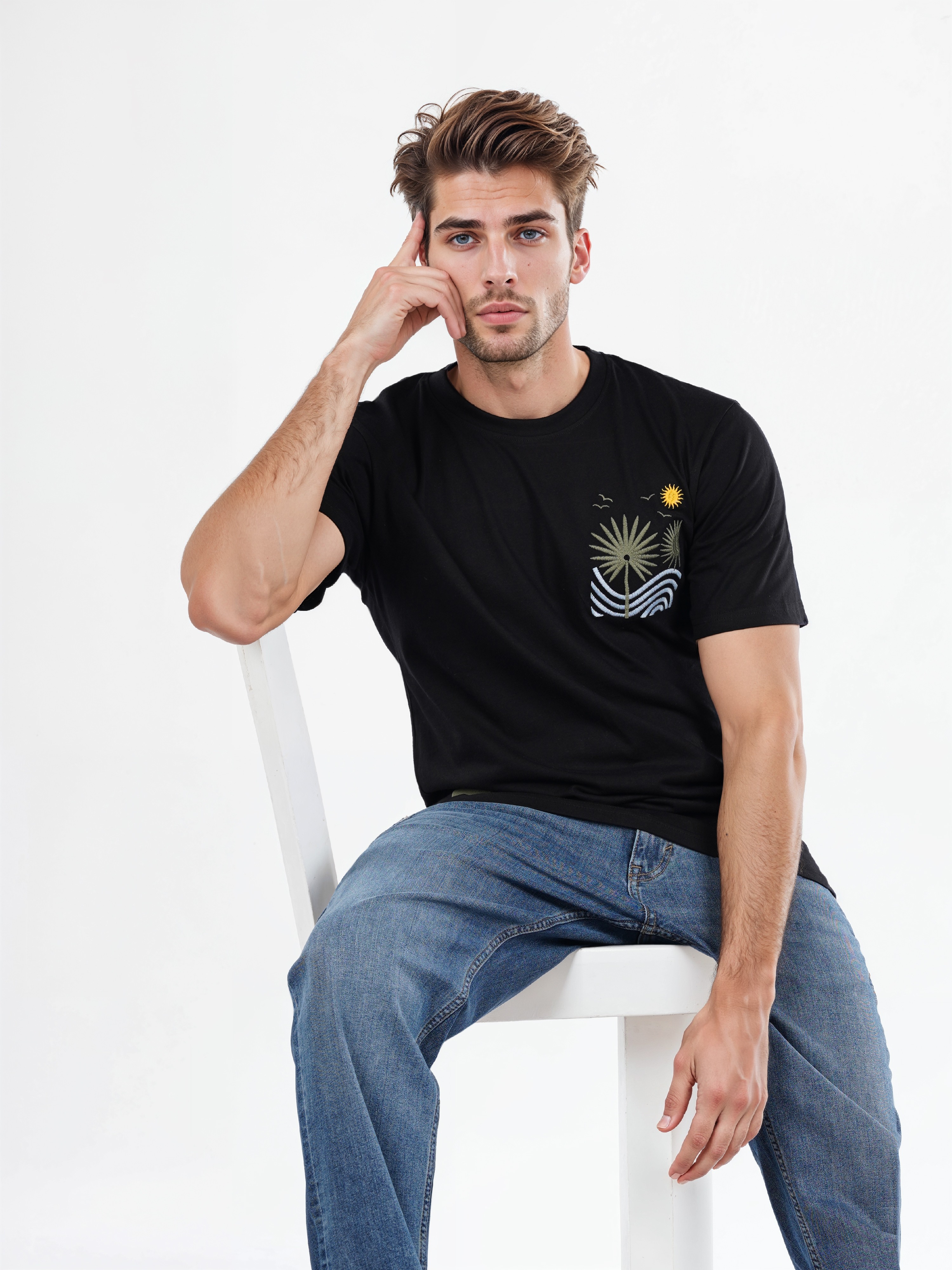 Celio Men Black Printed Boxy Cotton Tshirt