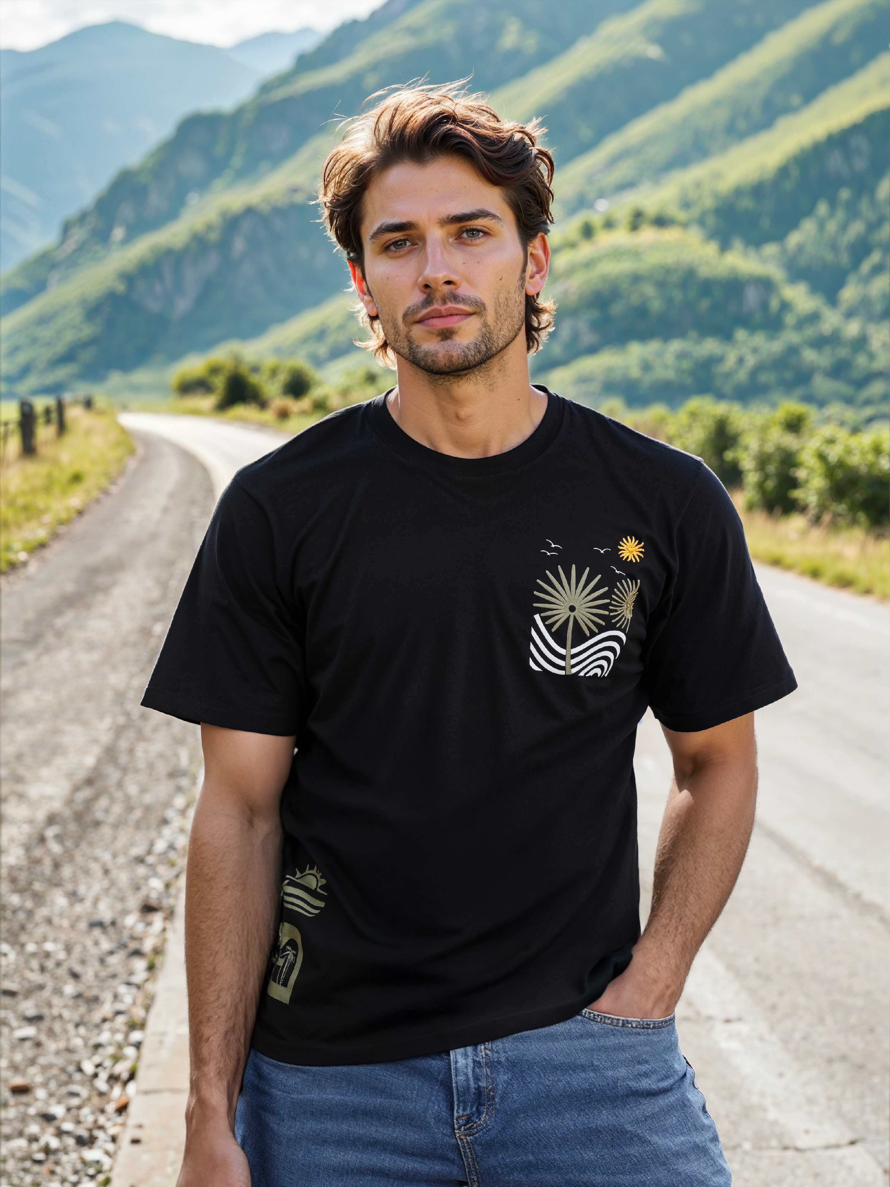 Celio Men Black Printed Boxy Cotton Tshirt
