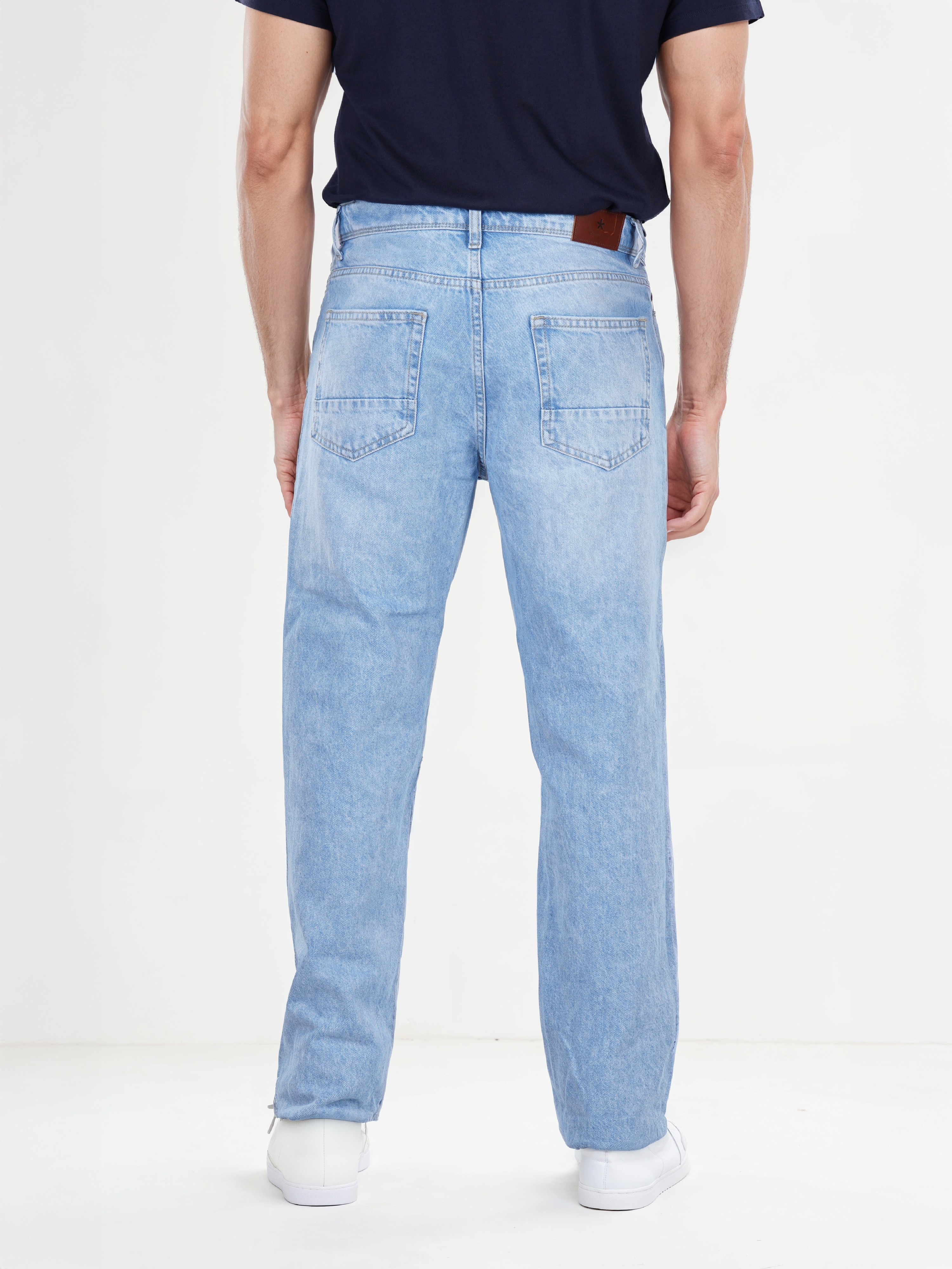 Celio Men Blue Solid Regular Fit Cotton Jeans