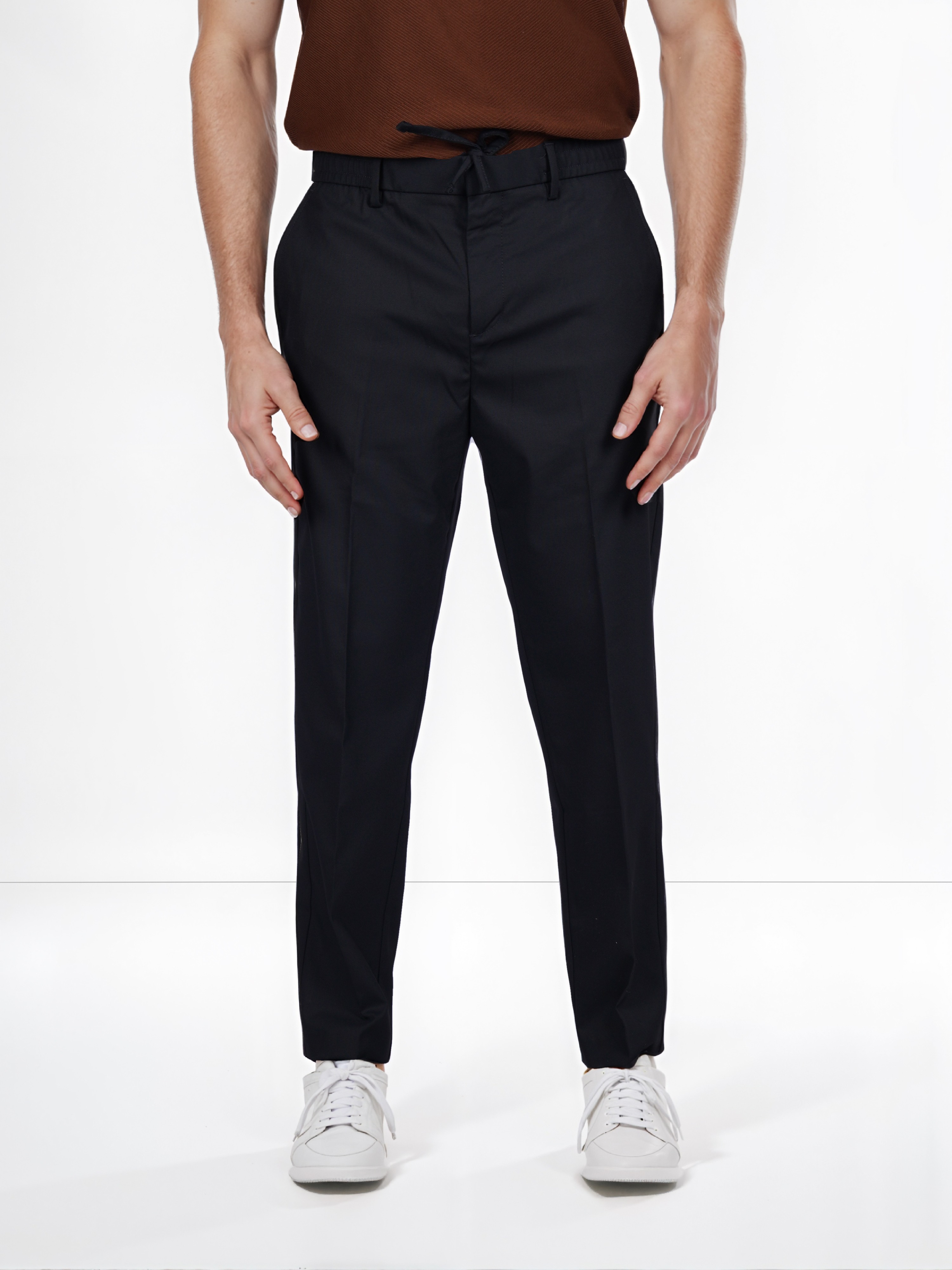 Celio Men Black Solid Regular Fit Polyester 24 Hr Trouser