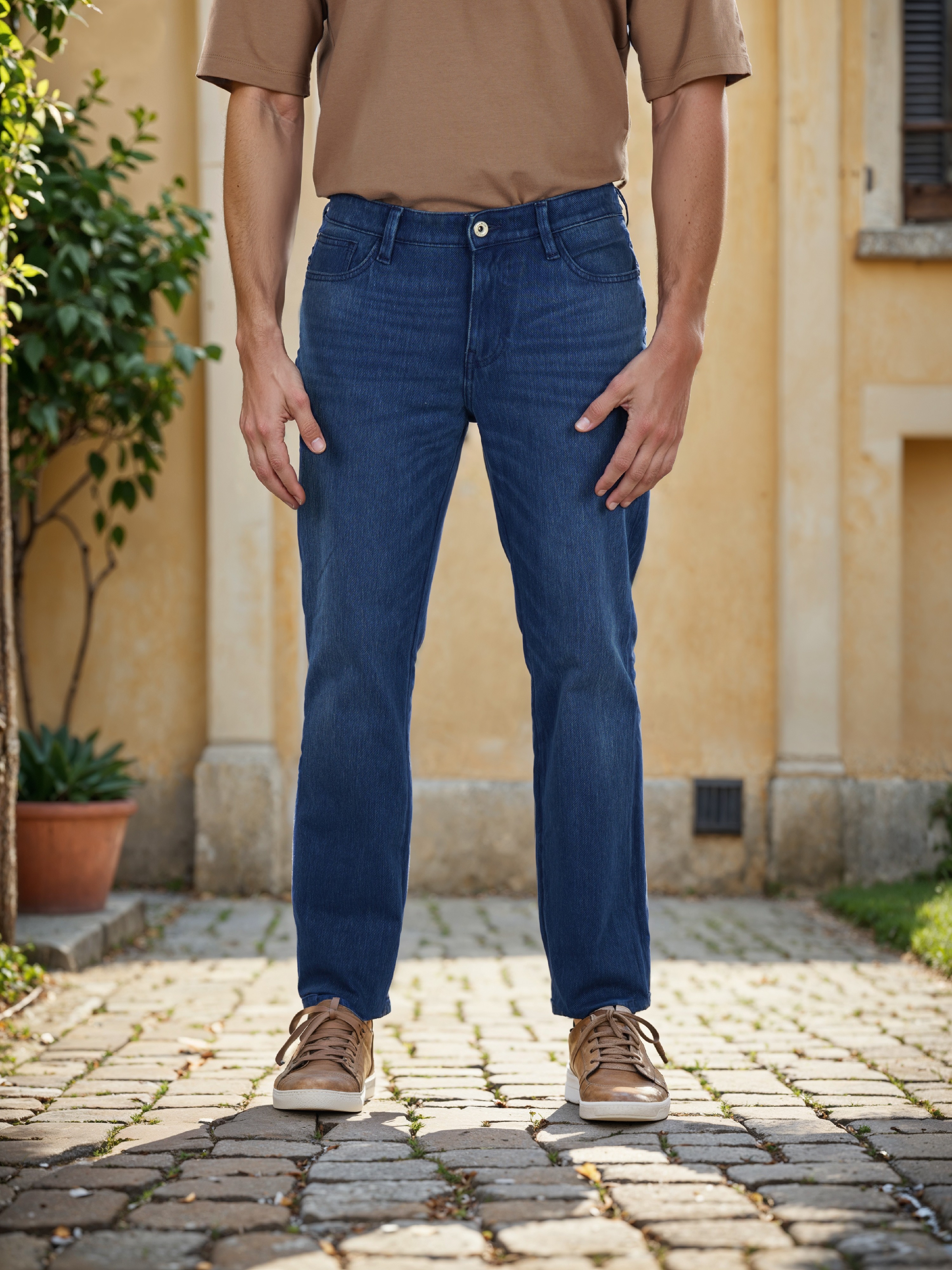 Celio Men Grey Solid Regular Fit Cotton Jeans