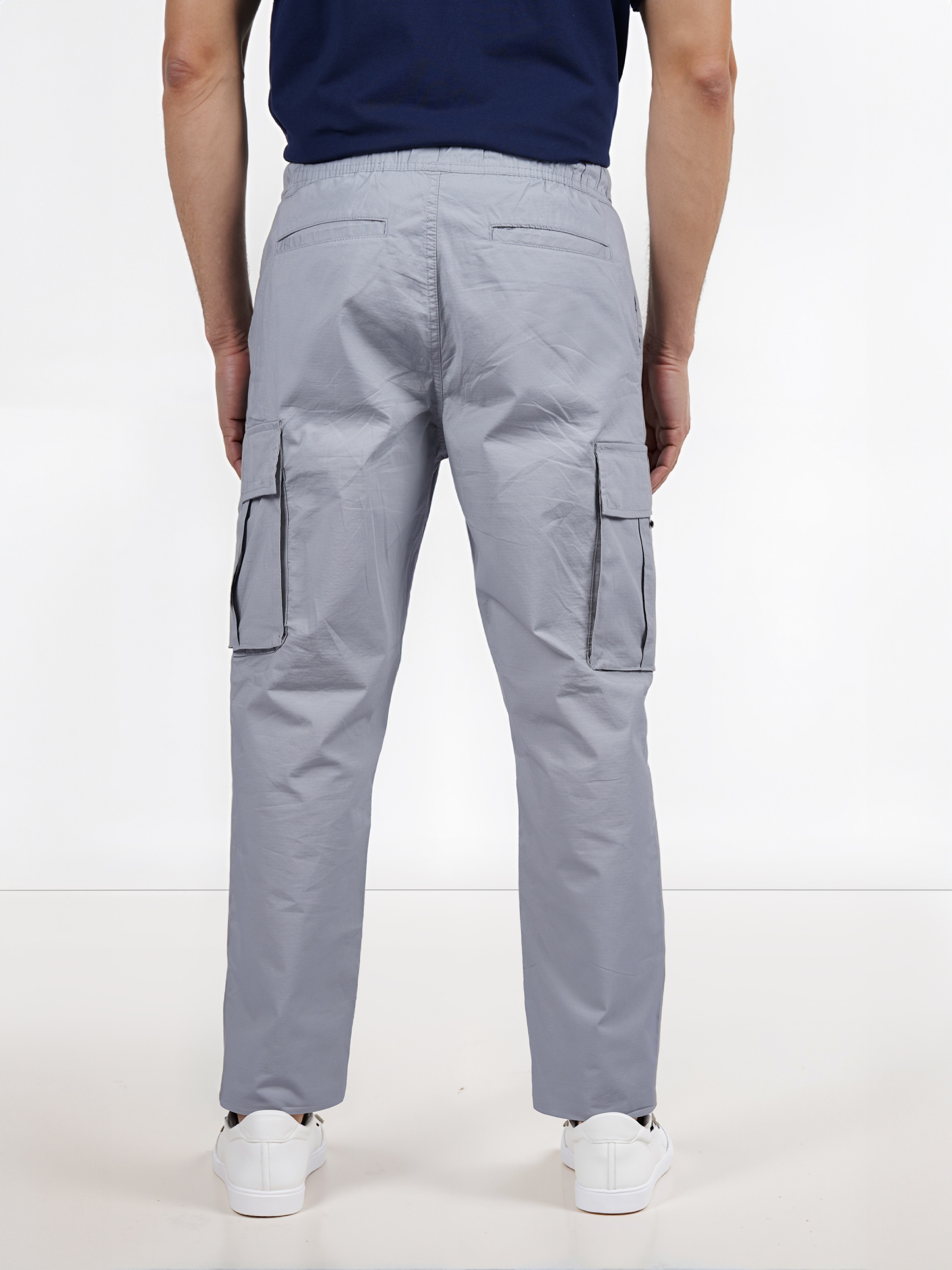 Celio Men Grey Solid Regular Fit Cotton Cargo