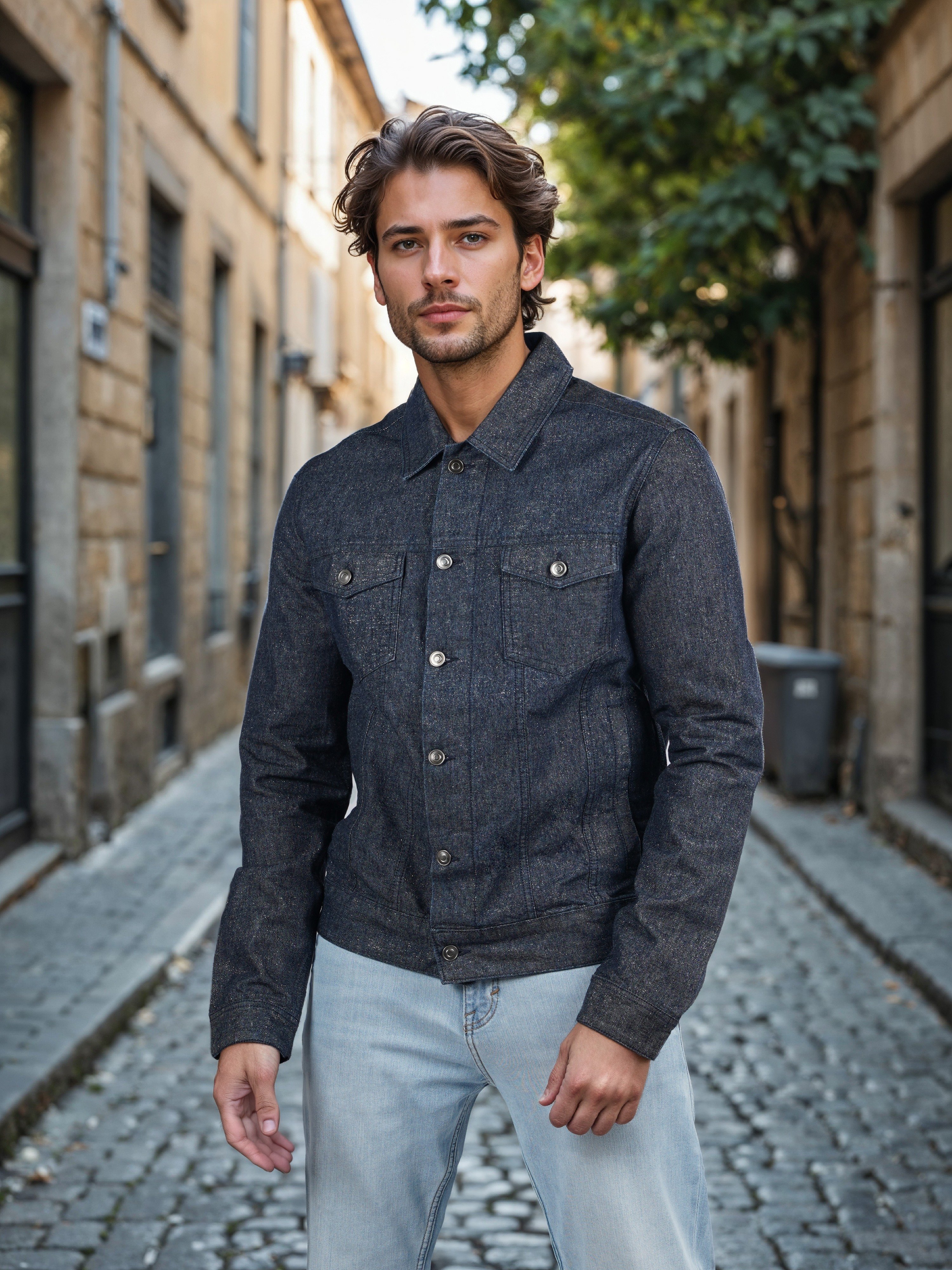 Celio Men Blue Solid Regular Fit Cotton Denim Jacket