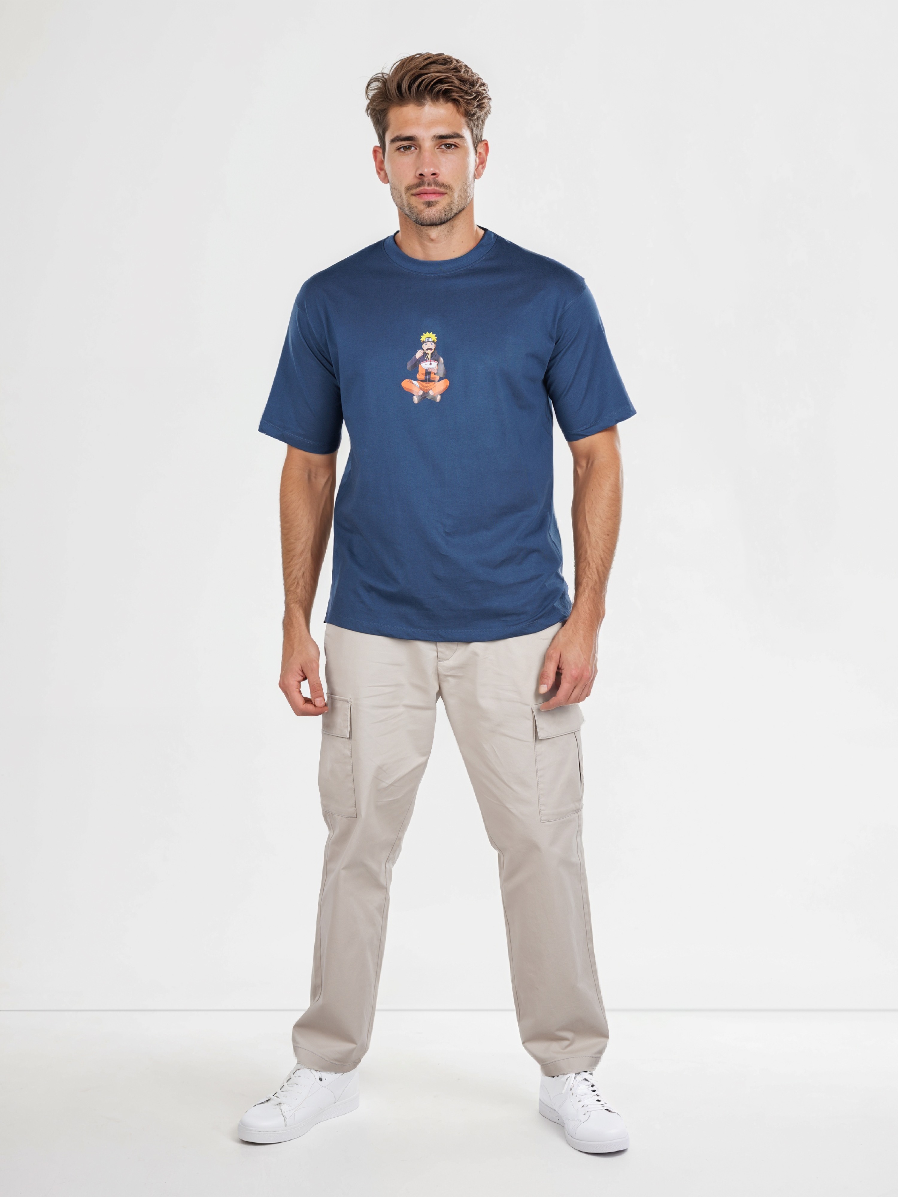 Celio Men Blue Printed Regular Fit Cotton Naruto Tshirt