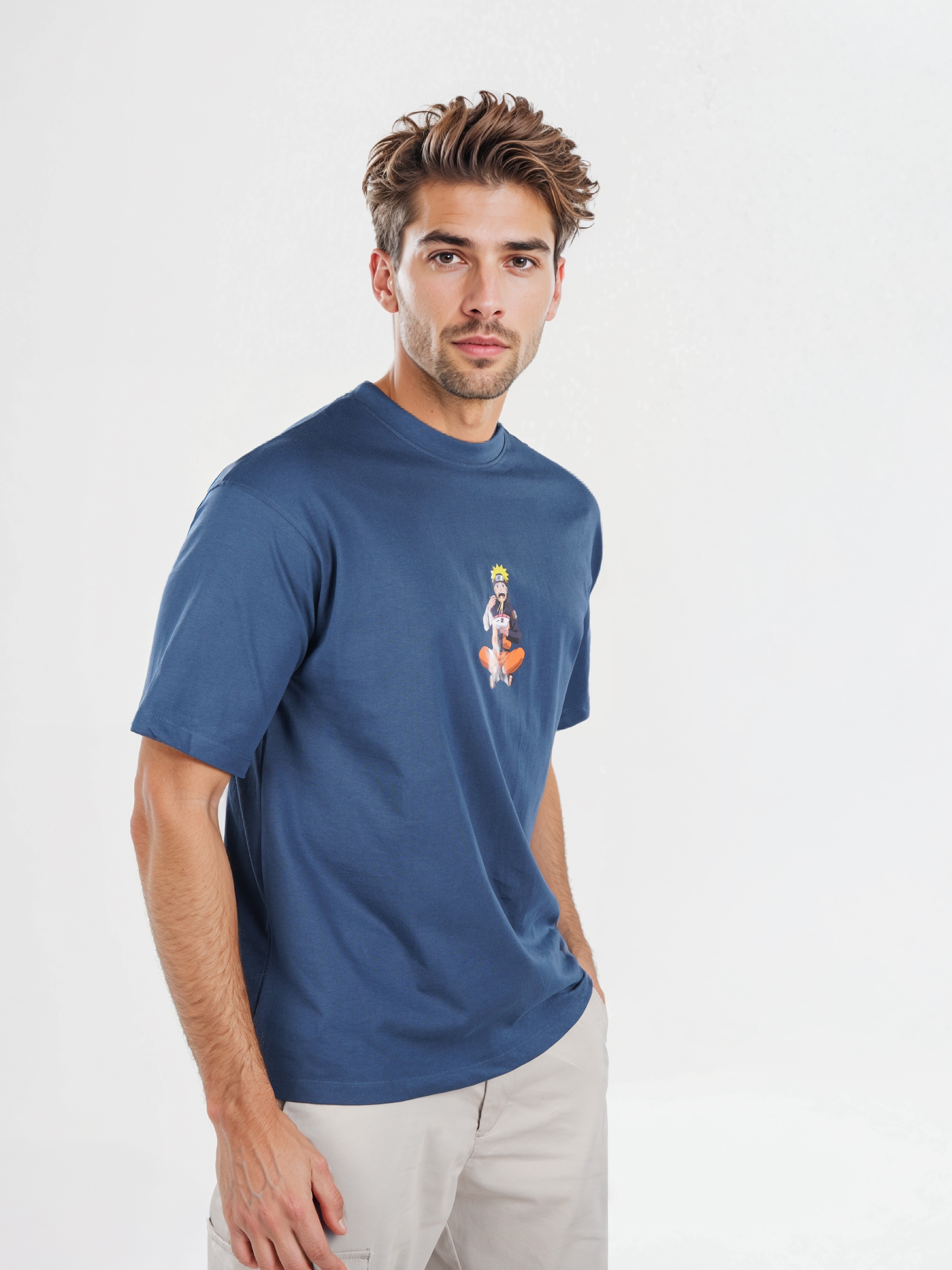 Celio Men Blue Printed Regular Fit Cotton Naruto Tshirt