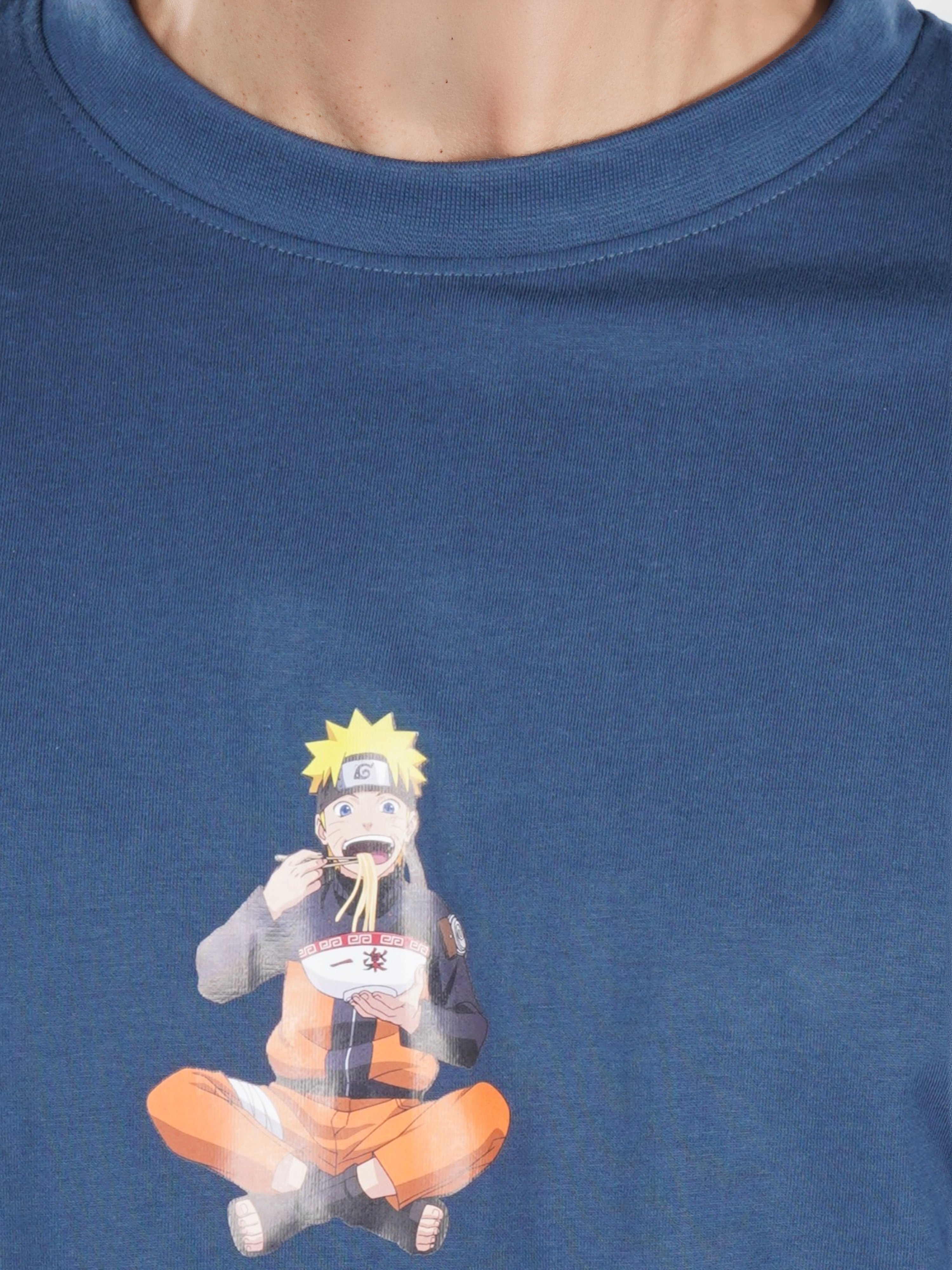 Celio Men Blue Printed Regular Fit Cotton Naruto Tshirt