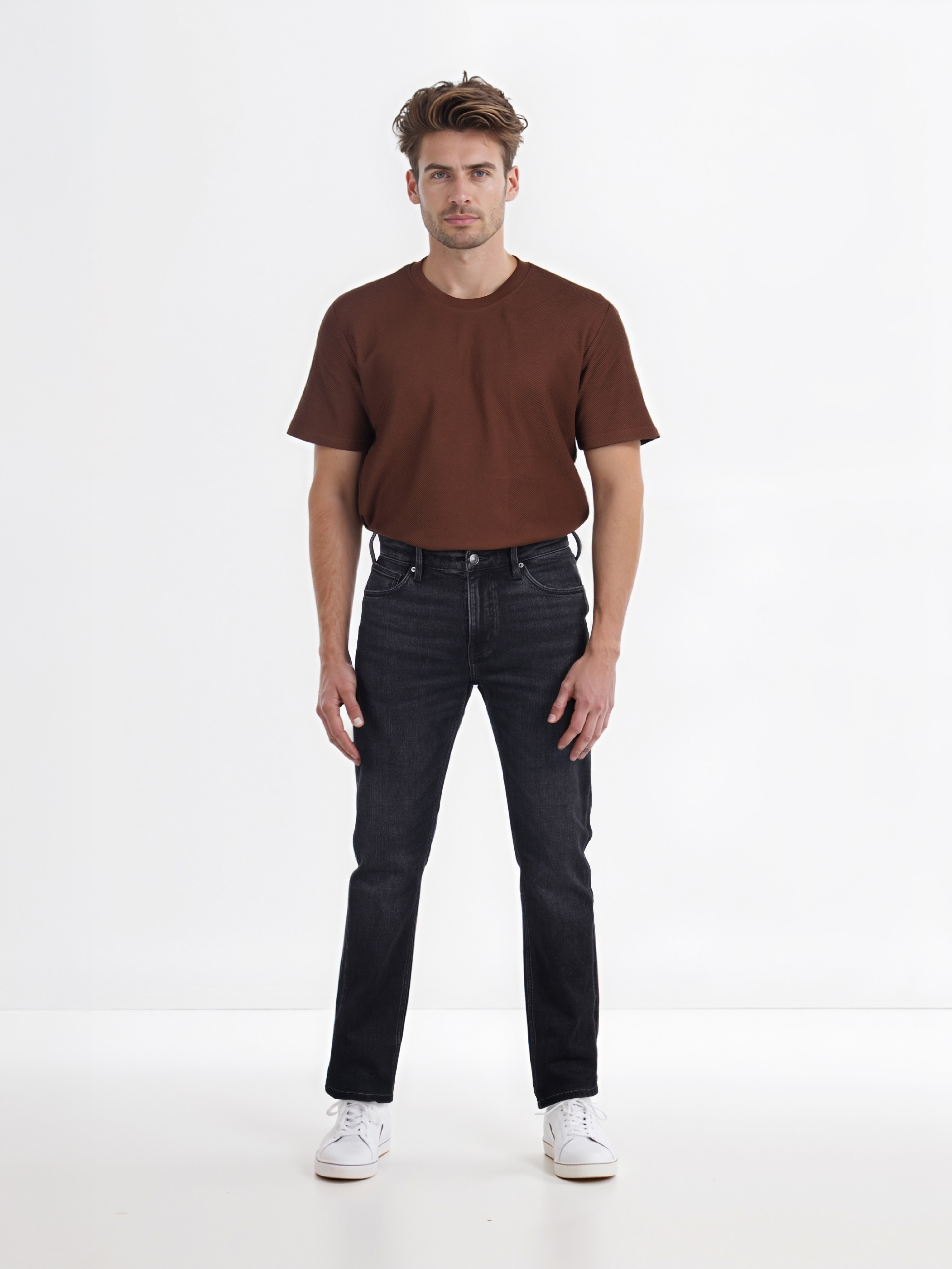 Celio Men Black Solid Slim Fit Cotton Twill Denim Jeans