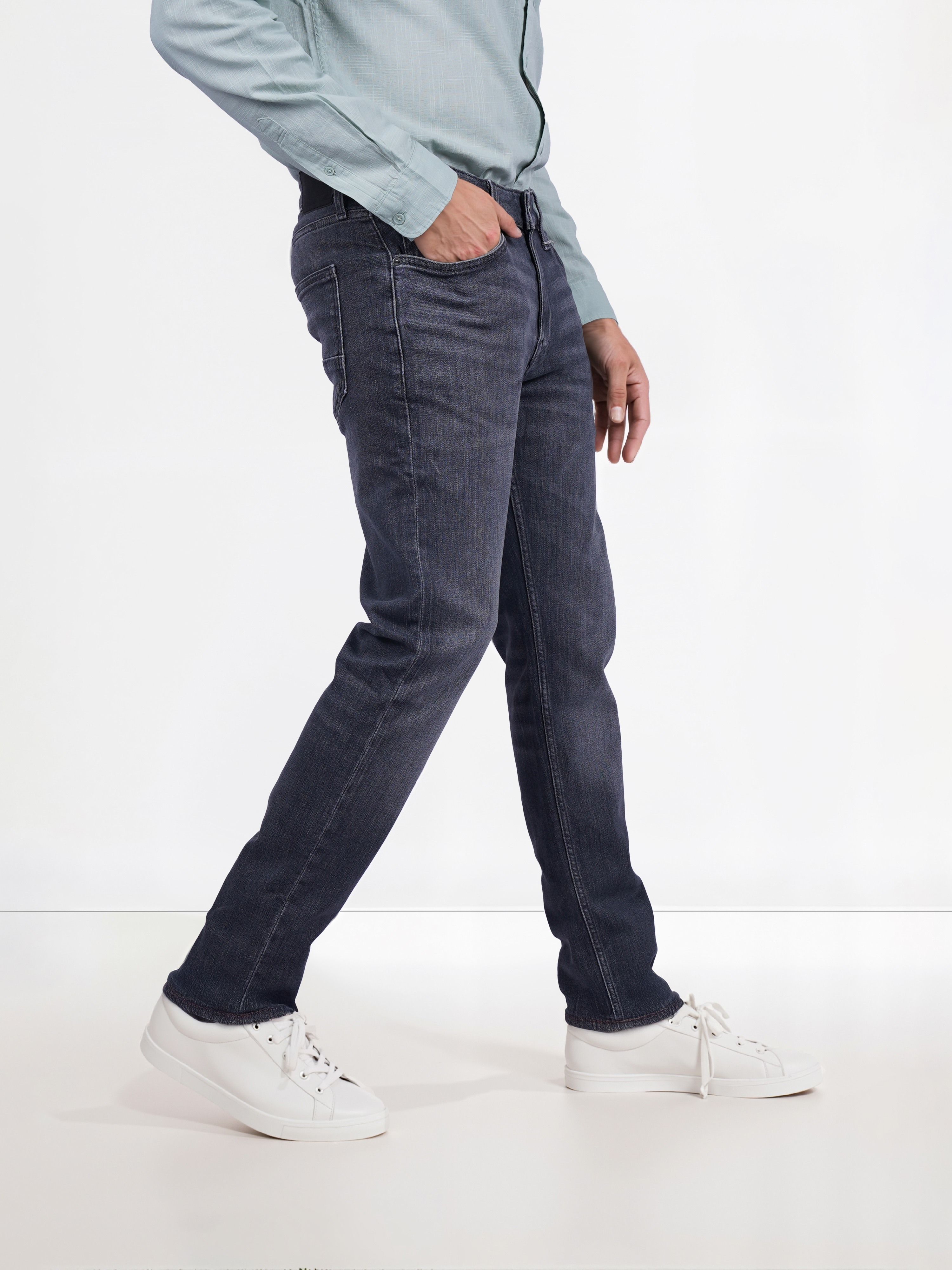 Celio Men Grey Solid Slim Fit Cotton Twill Denim Jeans