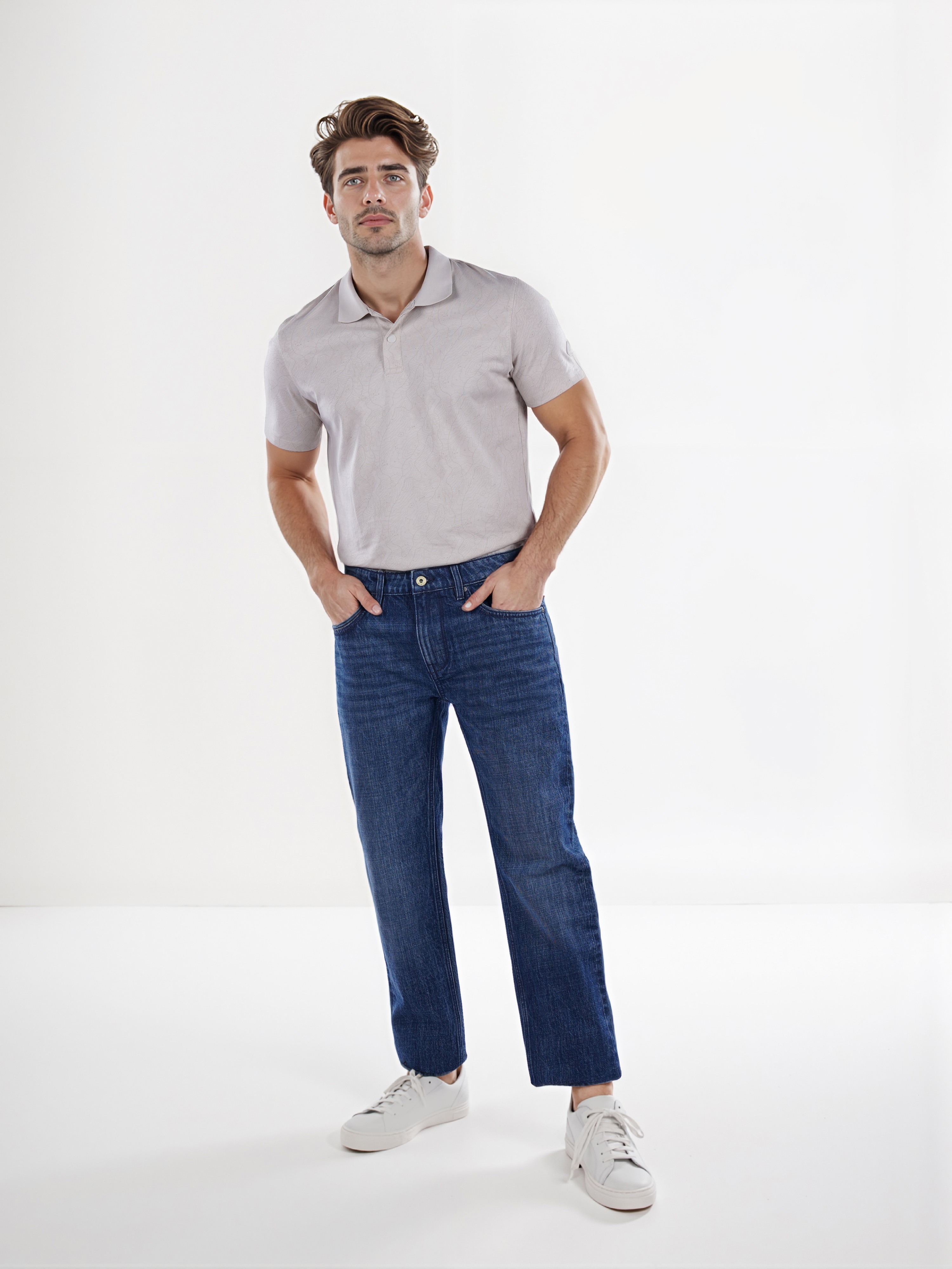 Celio Men Blue Solid Straight Fit Cotton Twill Denim Jeans