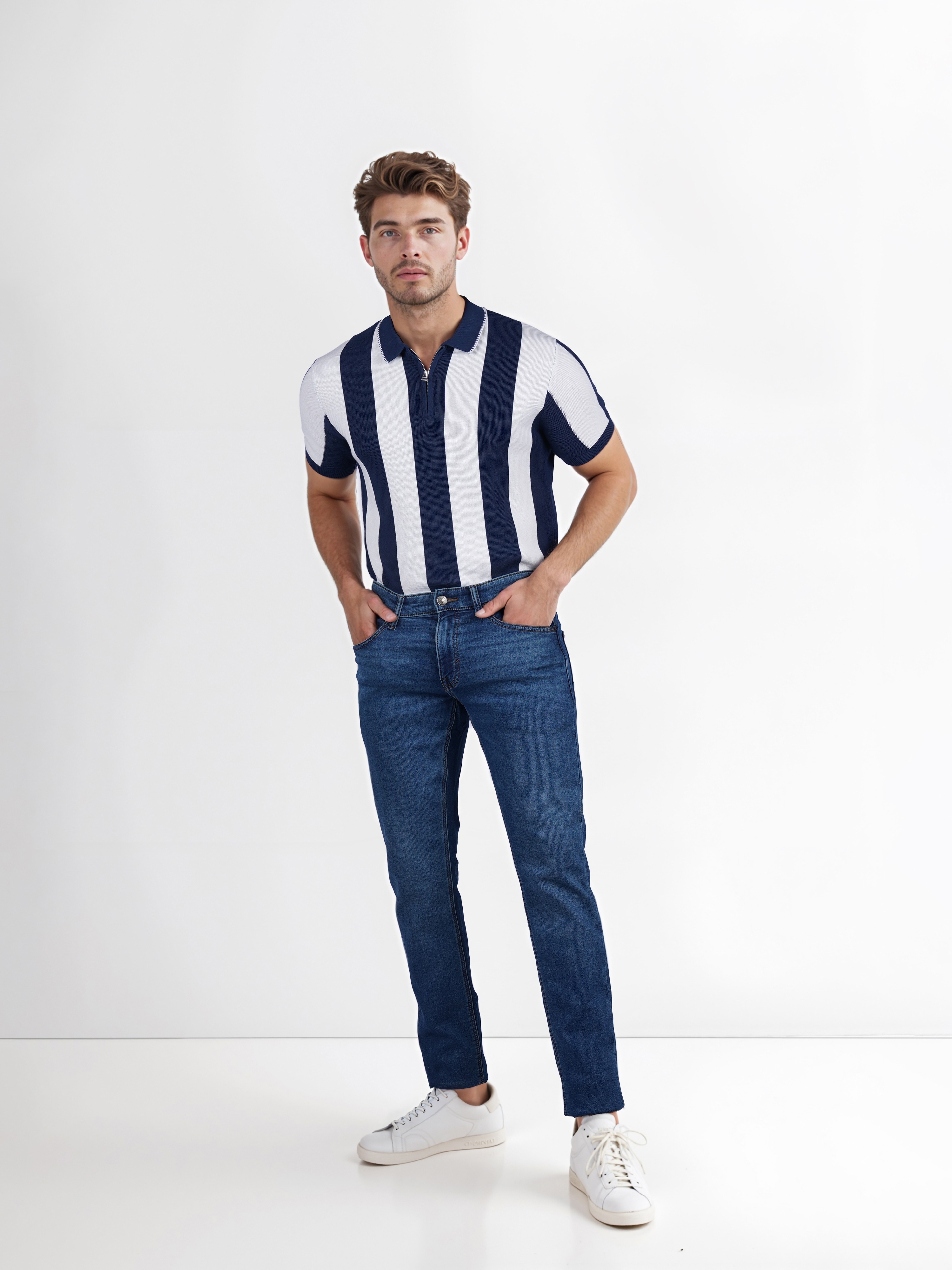 Celio Men Blue Solid Skinny Fit Cotton Knit Denim Jeans