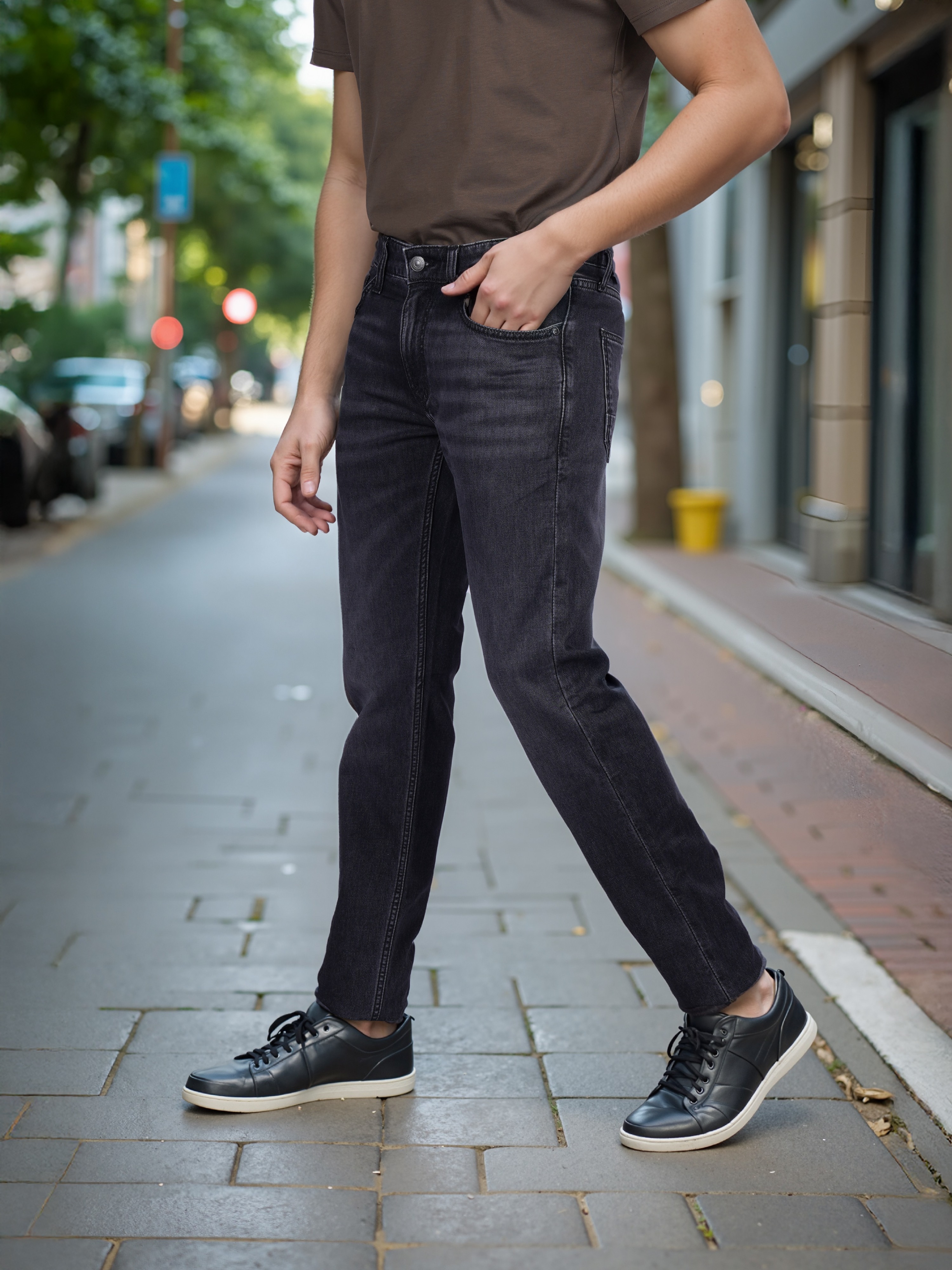 Celio Men Grey Solid Skinny Fit Cotton Knit | Dobby Jeans