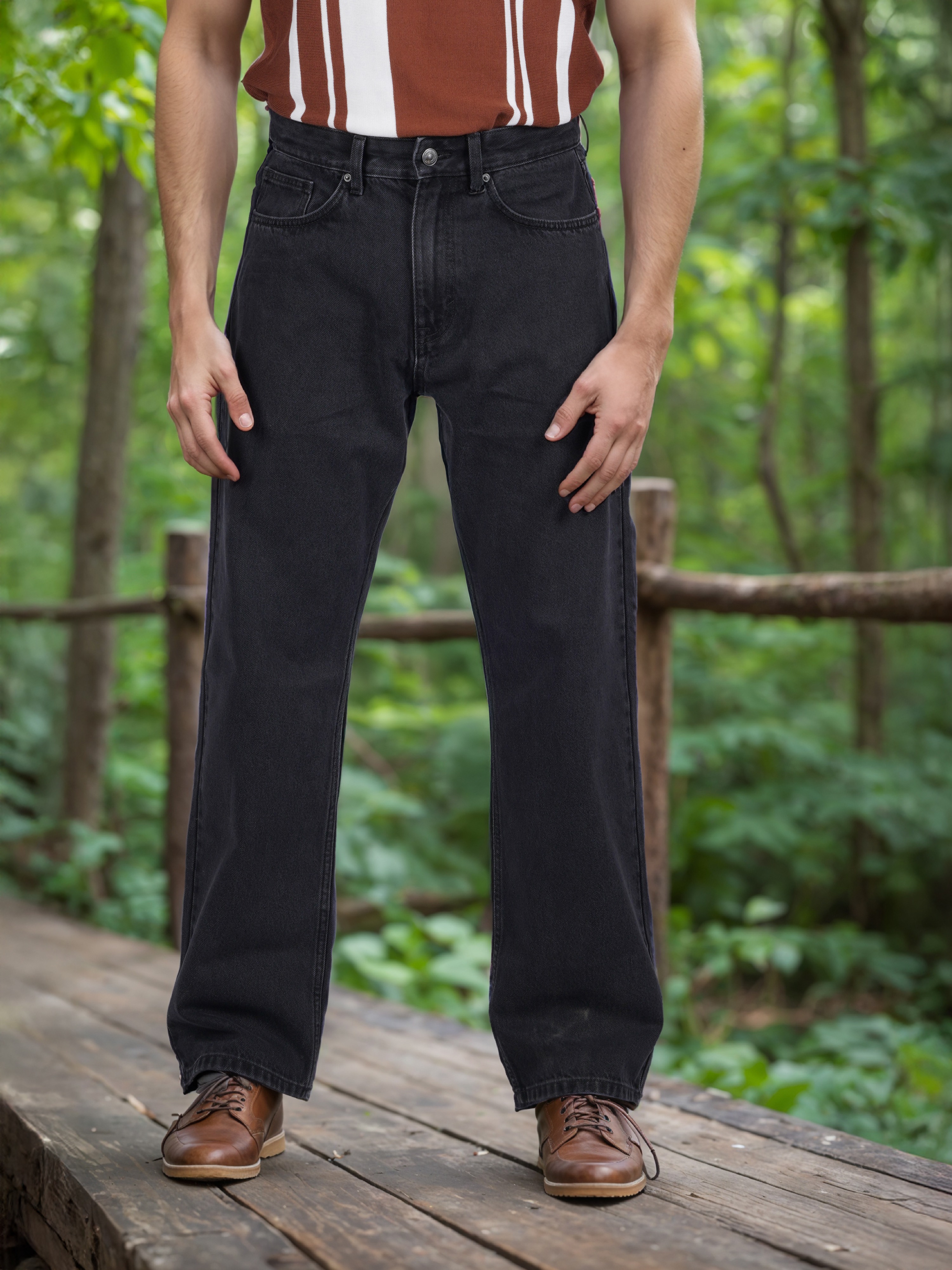Celio Men Black Solid Loose Fit Cotton Twill Denim Jeans