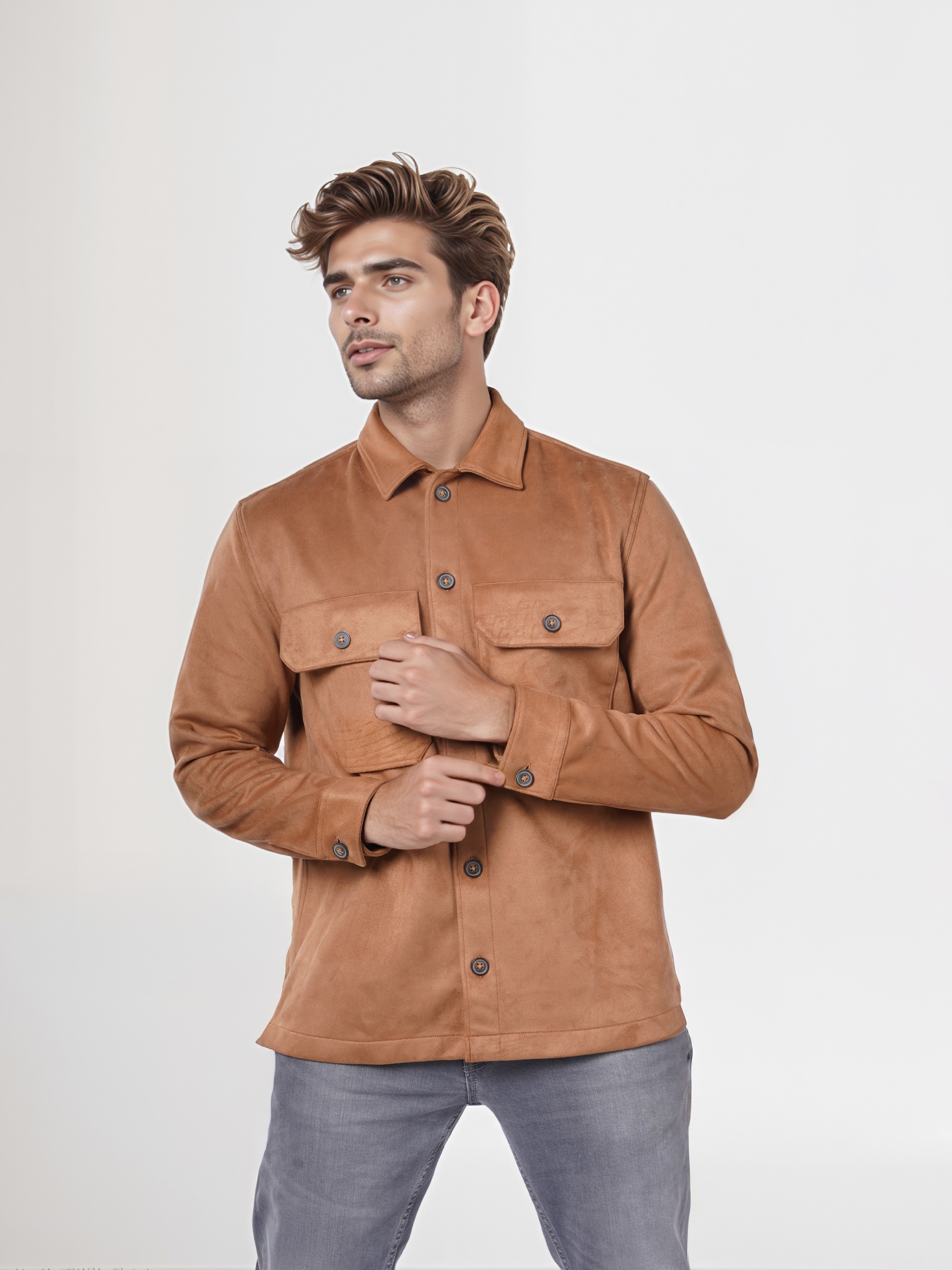 Celio Men Brown Solid Regular Fit Polyester Fashion Jacket