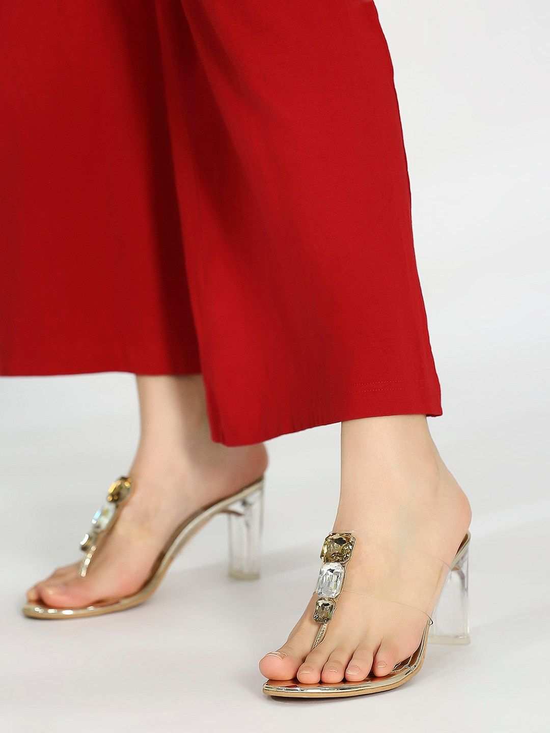 Inc 5 Embellished Open Toe Block Heels