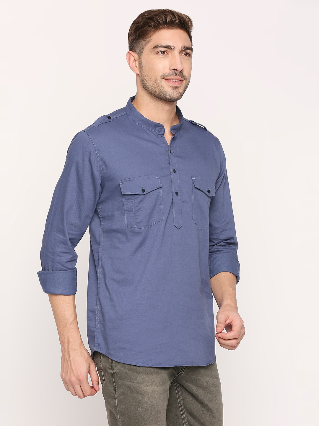 spykar | Spykar Petrol Cotton Full Sleeve Plain Shirt For Men 2