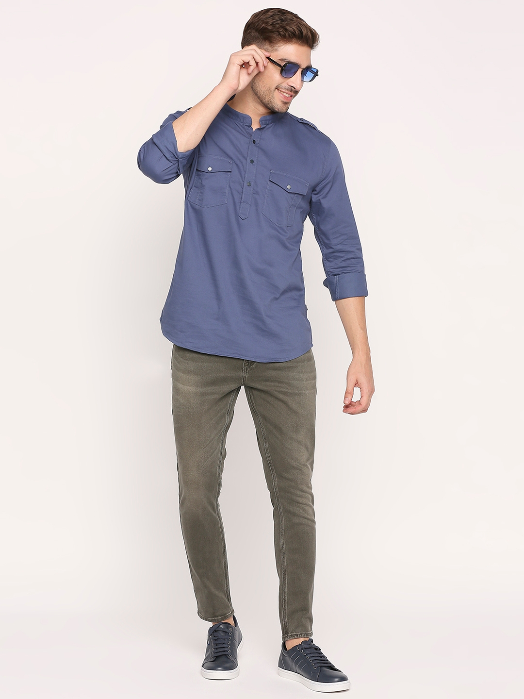spykar | Spykar Petrol Cotton Full Sleeve Plain Shirt For Men 5